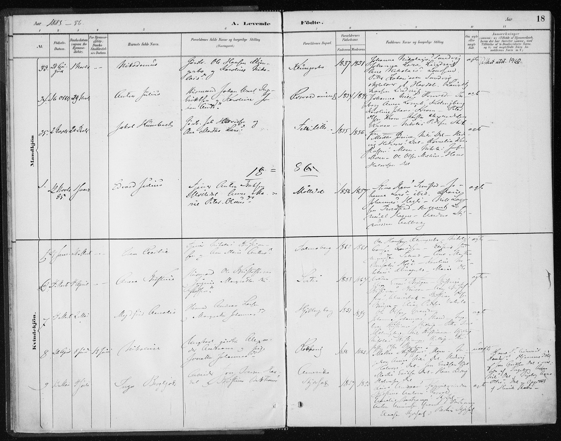 Ministerialprotokoller, klokkerbøker og fødselsregistre - Nord-Trøndelag, AV/SAT-A-1458/701/L0010: Parish register (official) no. 701A10, 1883-1899, p. 18