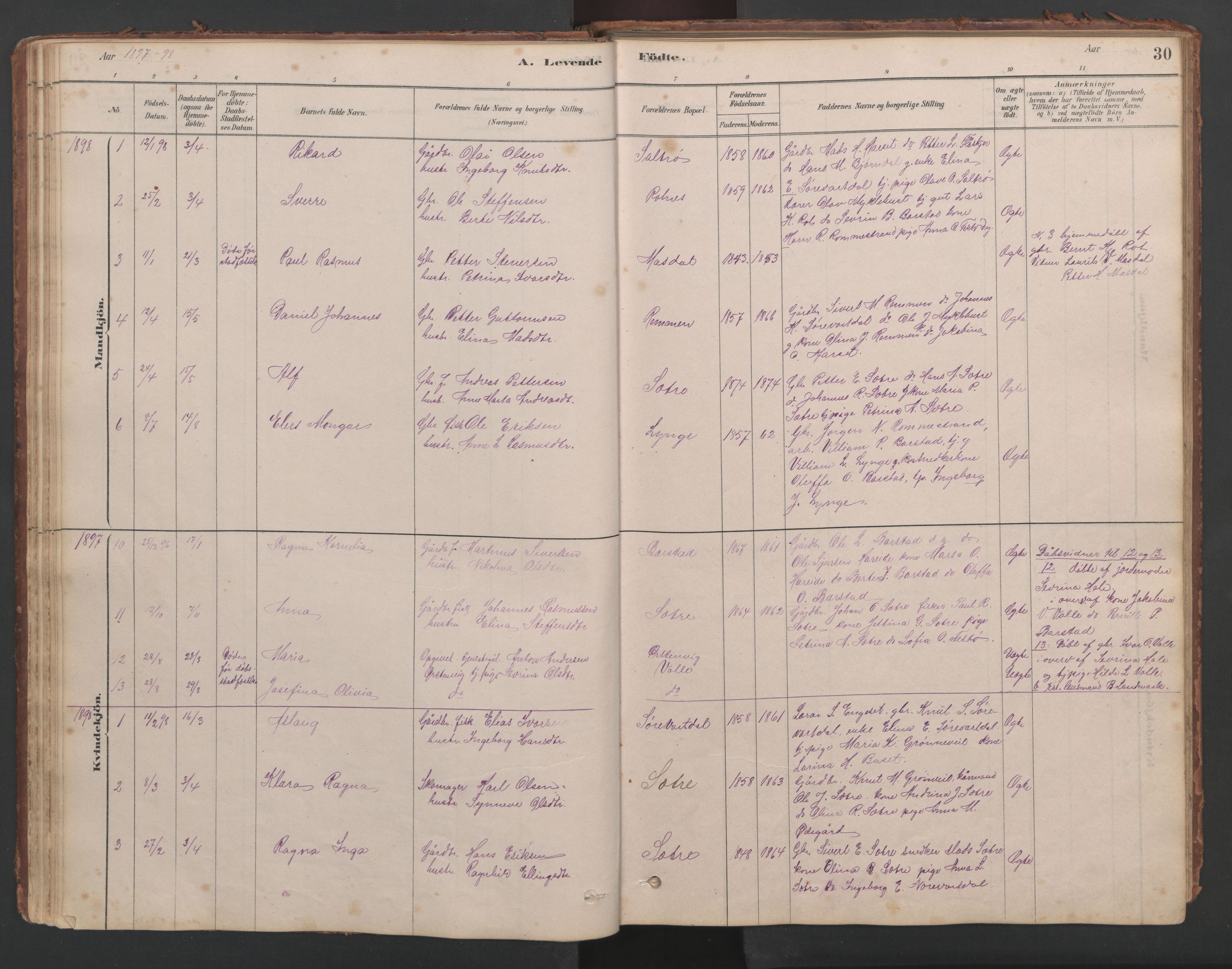 Ministerialprotokoller, klokkerbøker og fødselsregistre - Møre og Romsdal, AV/SAT-A-1454/514/L0201: Parish register (copy) no. 514C01, 1878-1919, p. 30