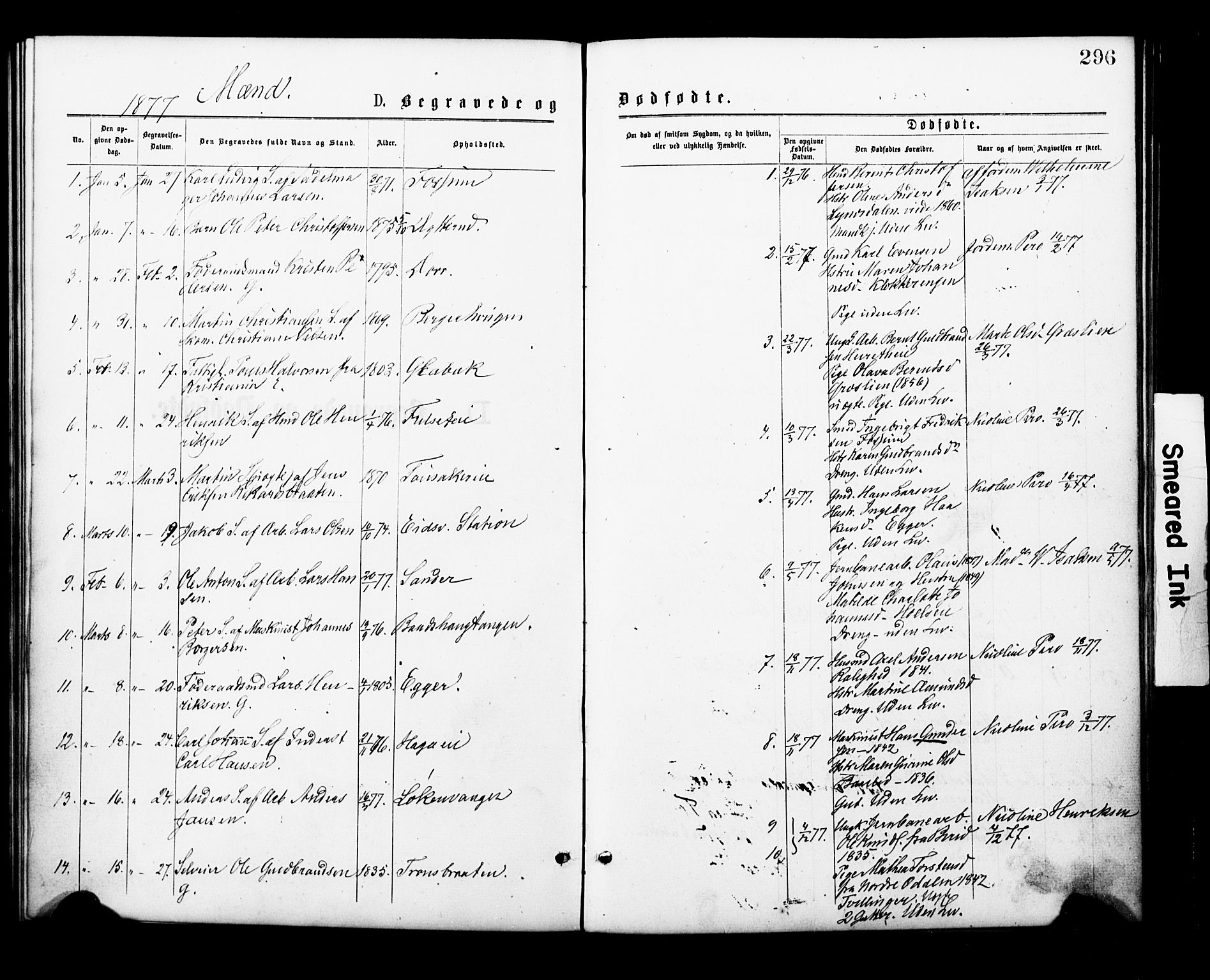 Eidsvoll prestekontor Kirkebøker, SAO/A-10888/F/Fa/L0001: Parish register (official) no. I 1, 1877-1881, p. 296