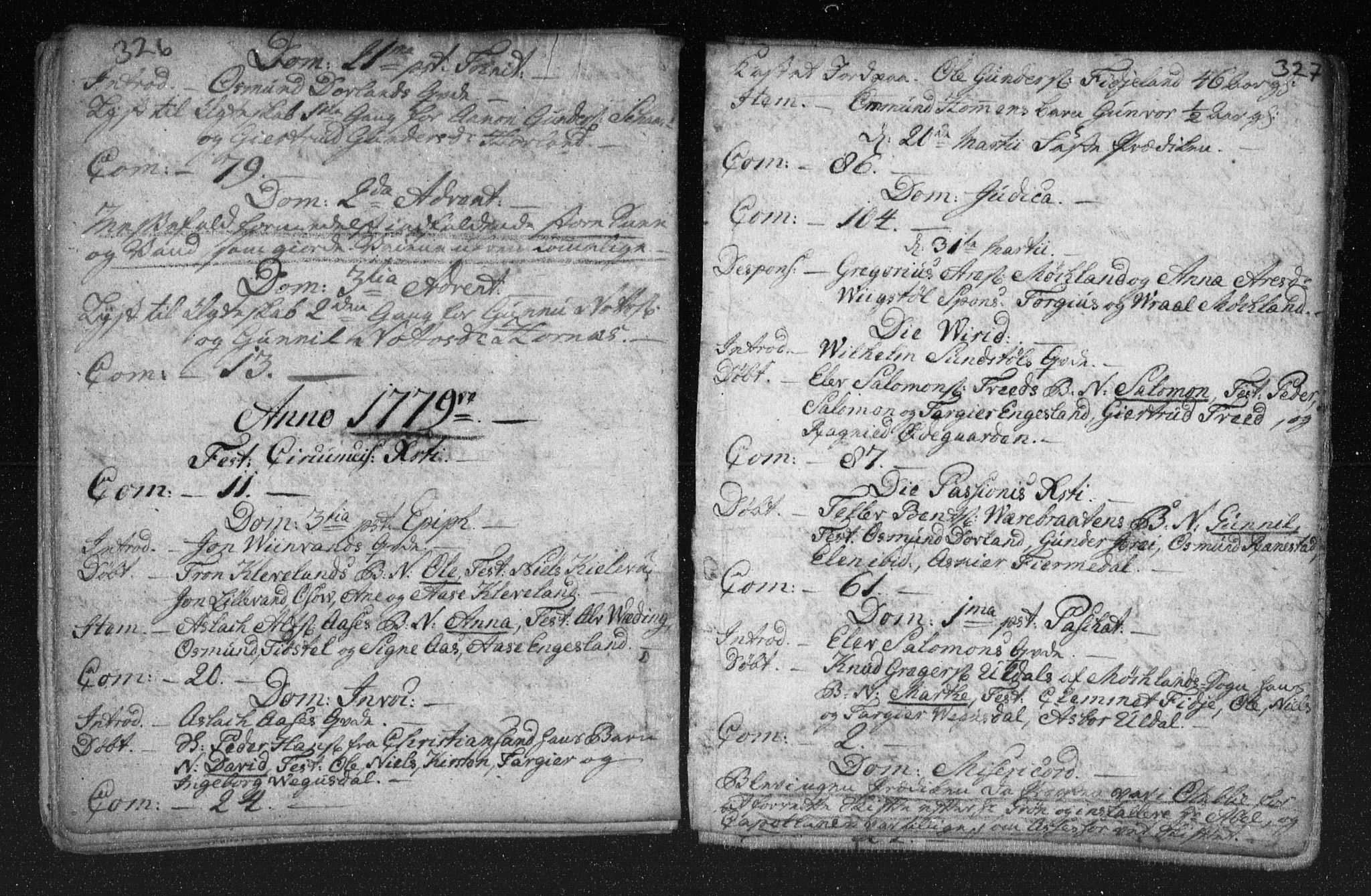 Herefoss sokneprestkontor, AV/SAK-1111-0019/F/Fa/Fab/L0001: Parish register (official) no. A 1, 1704-1779, p. 326-327