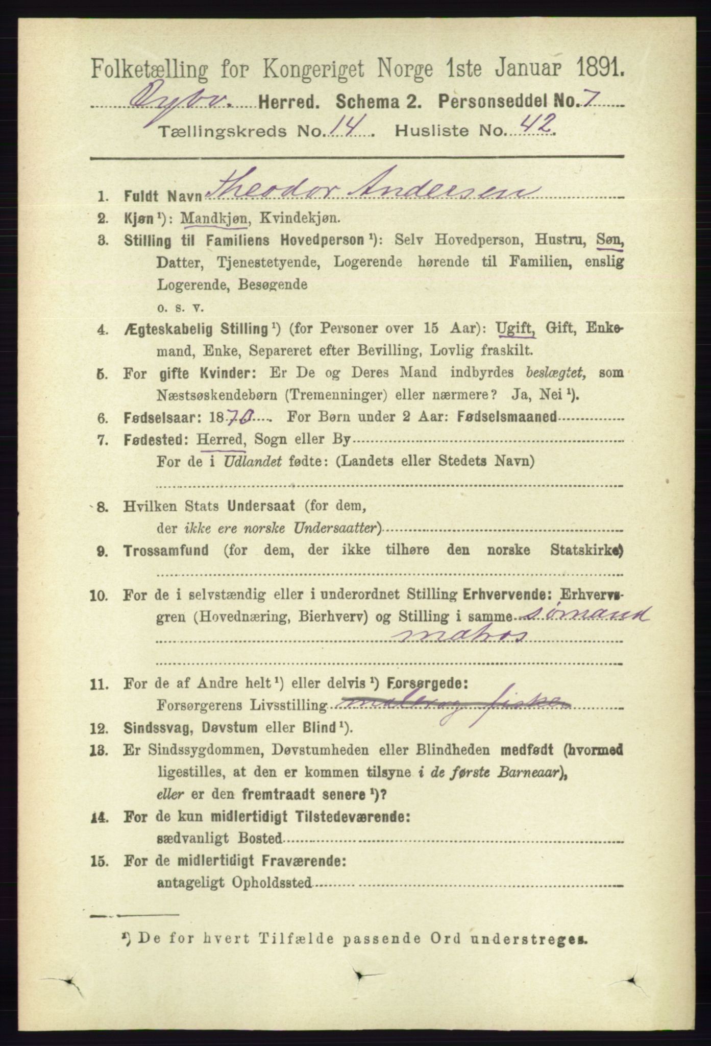 RA, 1891 census for 0915 Dypvåg, 1891, p. 5982