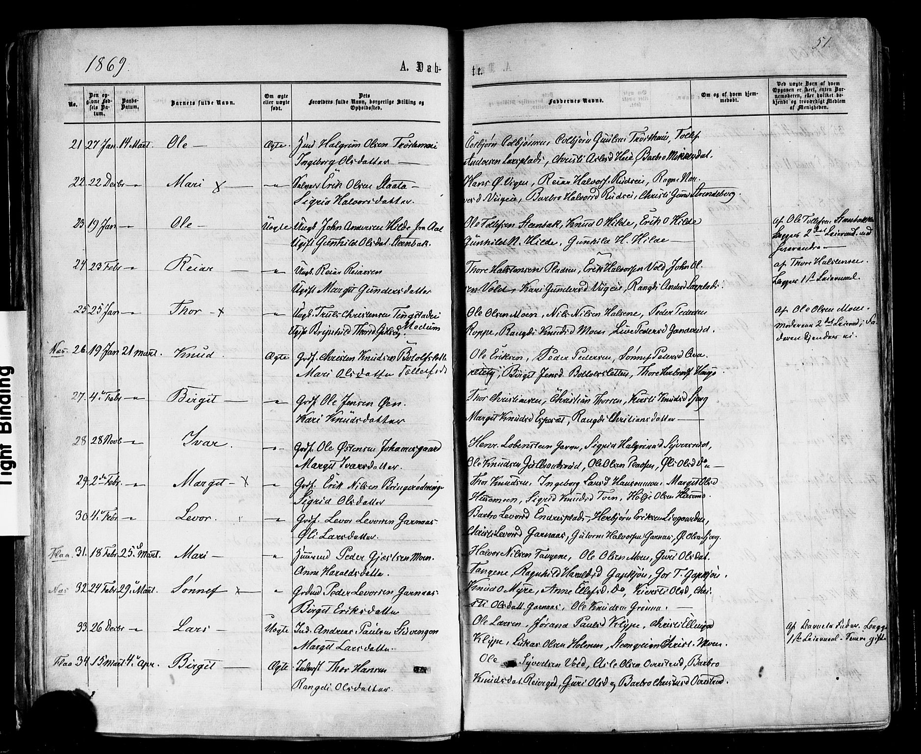 Nes kirkebøker, AV/SAKO-A-236/F/Fa/L0010: Parish register (official) no. 10, 1864-1880, p. 51