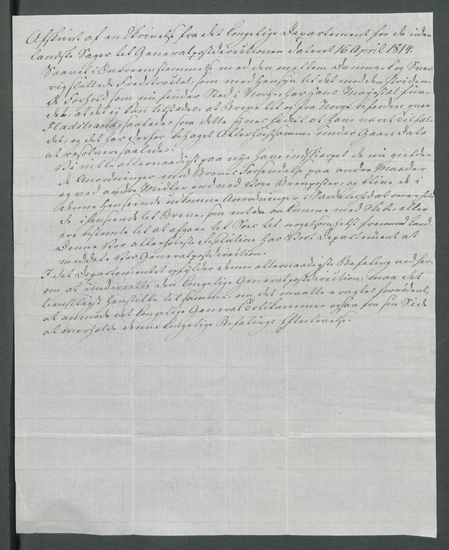 Forskjellige samlinger, Historisk-kronologisk samling, AV/RA-EA-4029/G/Ga/L0009A: Historisk-kronologisk samling. Dokumenter fra januar og ut september 1814. , 1814, p. 98