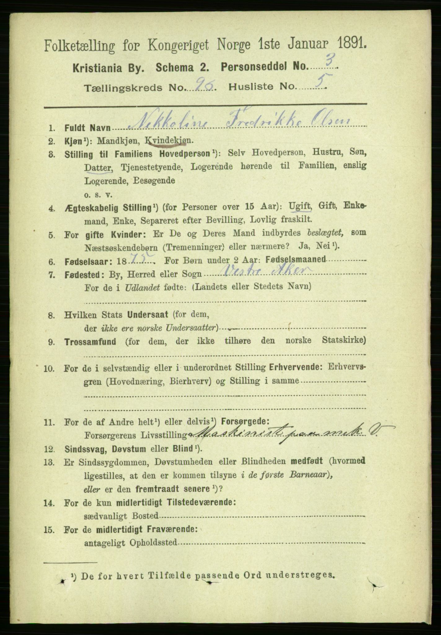 RA, 1891 census for 0301 Kristiania, 1891, p. 46628