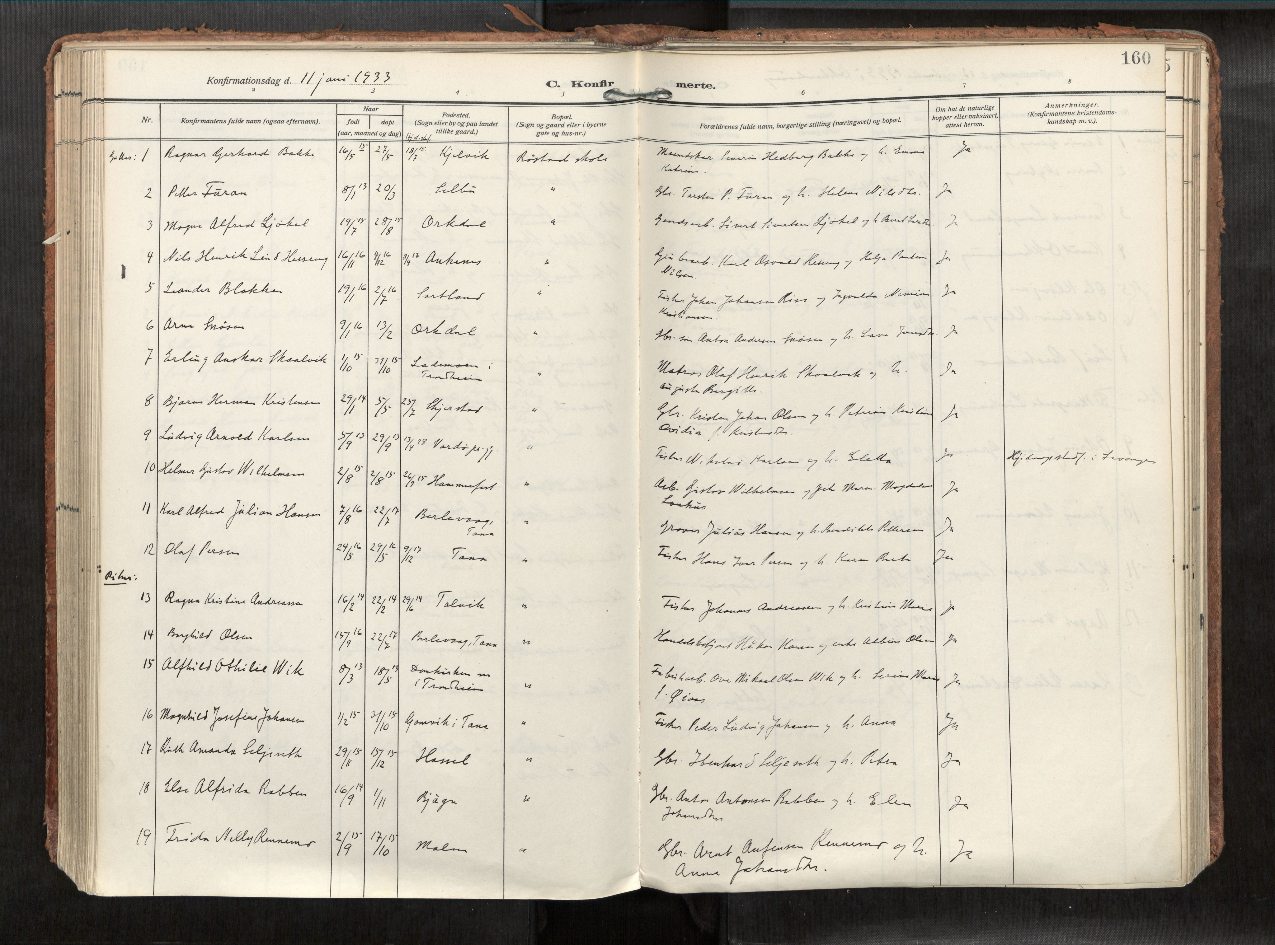 Levanger sokneprestkontor, AV/SAT-A-1301/2/H/Haa/L0002: Parish register (official) no. 2, 1912-1935, p. 160
