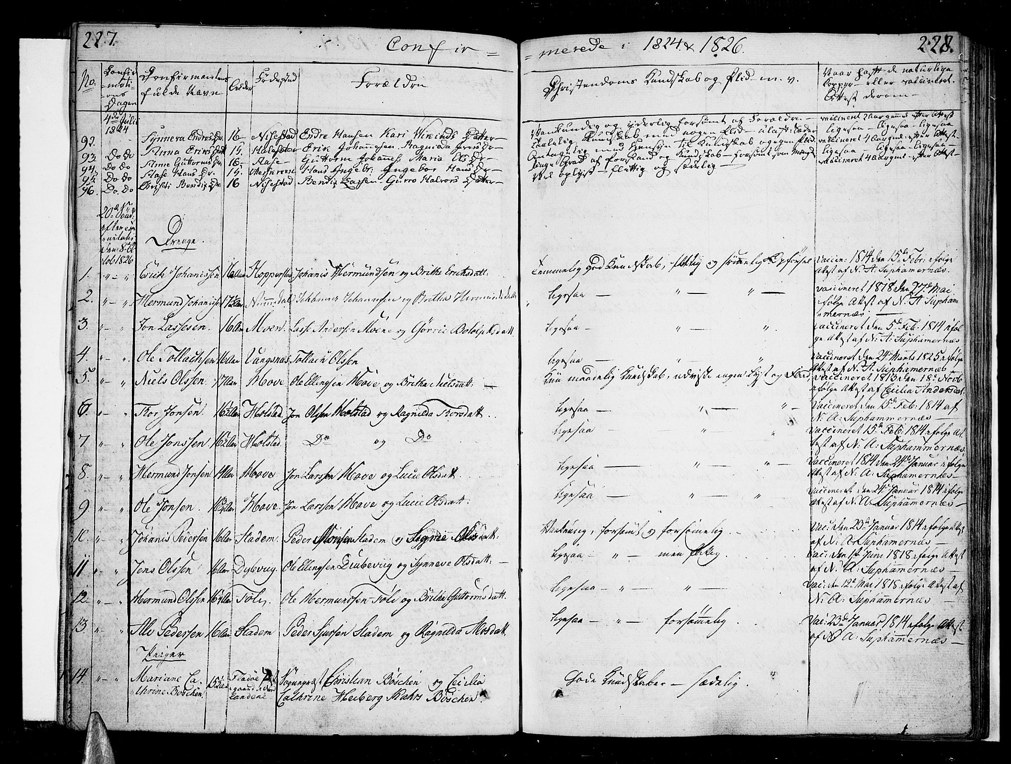 Vik sokneprestembete, SAB/A-81501: Parish register (official) no. A 6, 1821-1831, p. 227-228