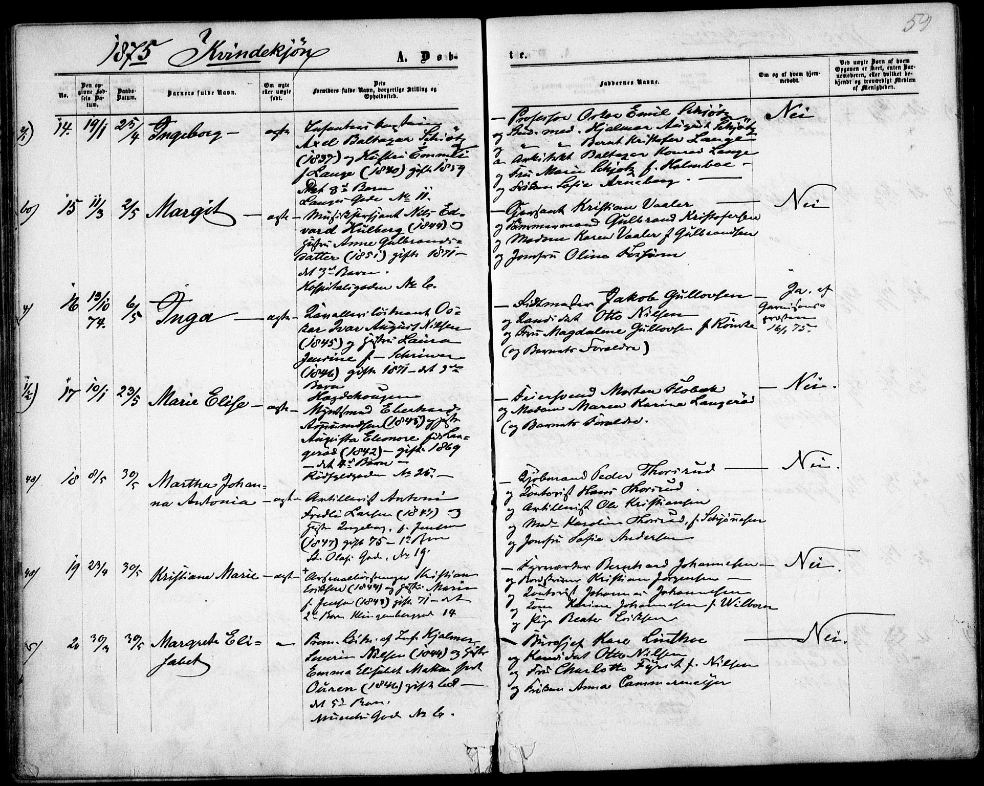 Garnisonsmenigheten Kirkebøker, AV/SAO-A-10846/F/Fa/L0011: Parish register (official) no. 11, 1870-1880, p. 59