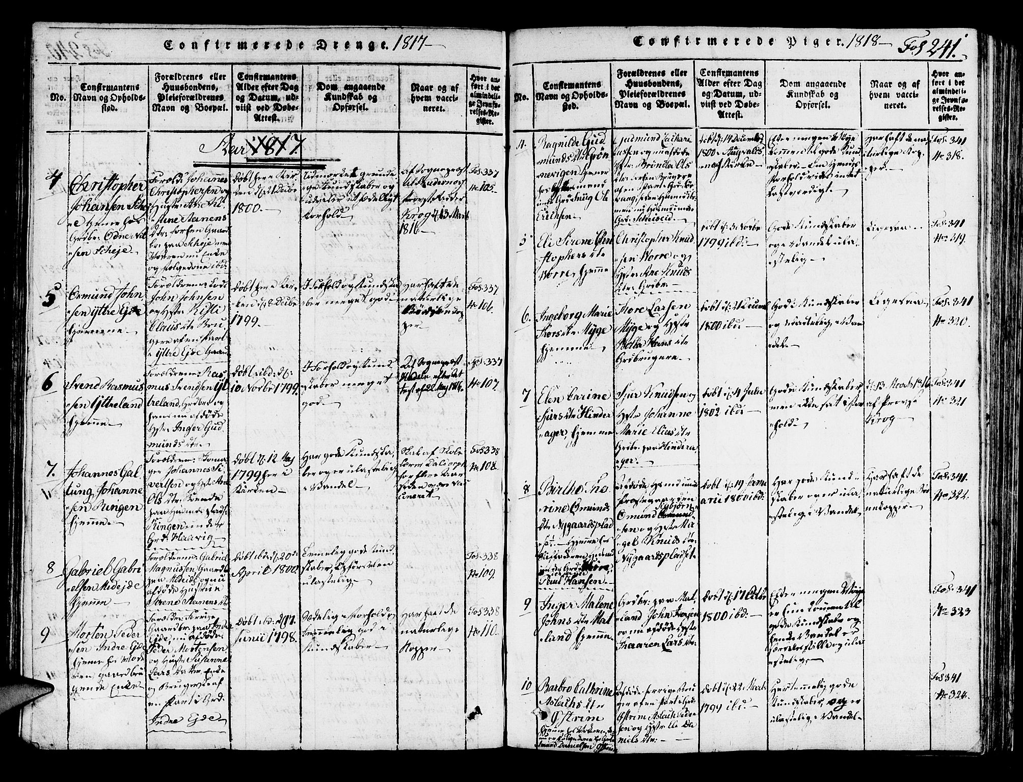 Avaldsnes sokneprestkontor, SAST/A -101851/H/Ha/Haa/L0004: Parish register (official) no. A 4, 1816-1825, p. 241