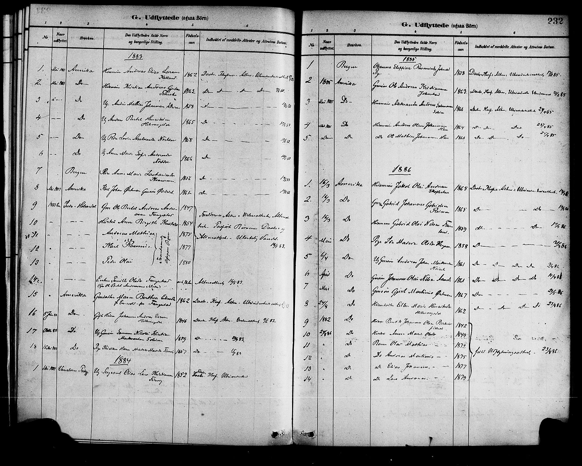 Førde sokneprestembete, AV/SAB-A-79901/H/Haa/Haad/L0001: Parish register (official) no. D 1, 1881-1898, p. 232