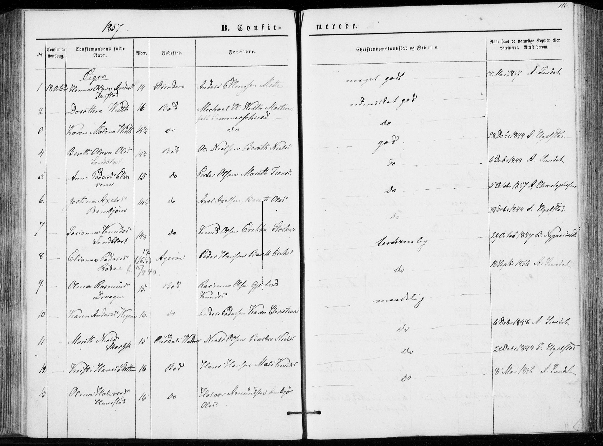 Ministerialprotokoller, klokkerbøker og fødselsregistre - Møre og Romsdal, AV/SAT-A-1454/566/L0767: Parish register (official) no. 566A06, 1852-1868, p. 116