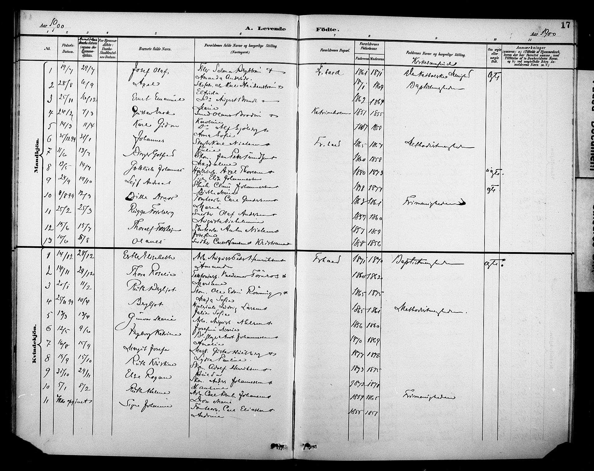 Halden prestekontor Kirkebøker, SAO/A-10909/F/Fb/L0001: Parish register (official) no. II 1, 1892-1932, p. 17