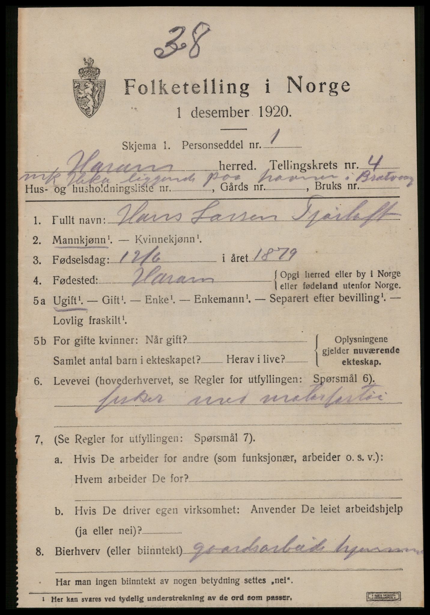 SAT, 1920 census for Haram, 1920, p. 2789