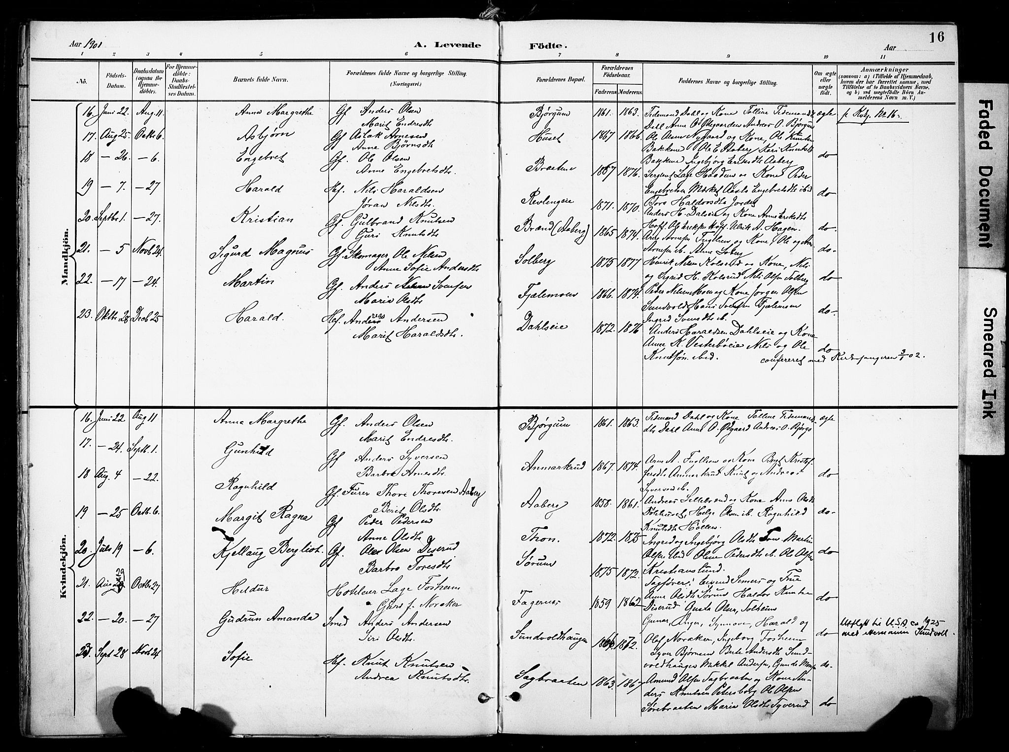 Nord-Aurdal prestekontor, AV/SAH-PREST-132/H/Ha/Haa/L0014: Parish register (official) no. 14, 1896-1912, p. 16