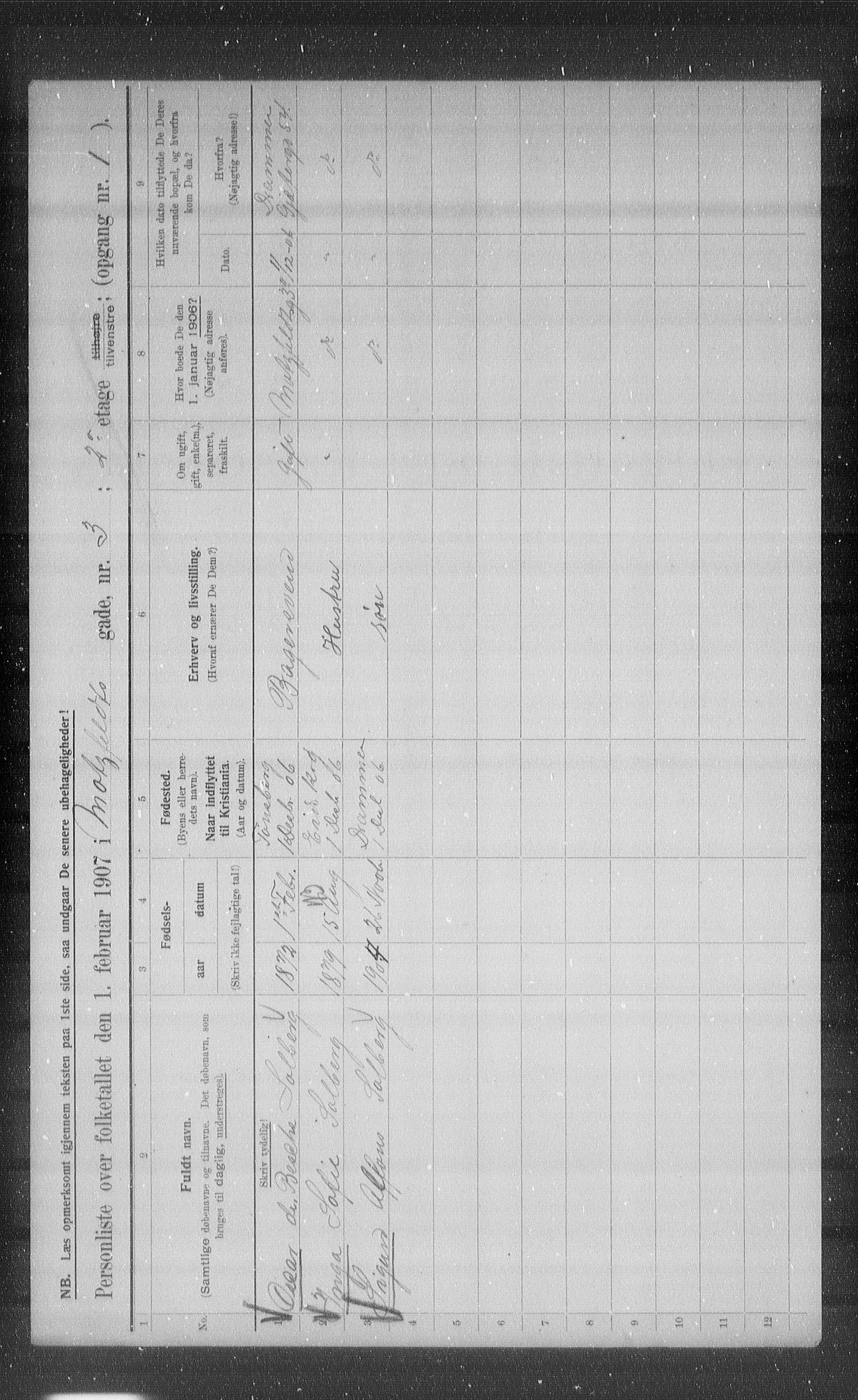 OBA, Municipal Census 1907 for Kristiania, 1907, p. 33652