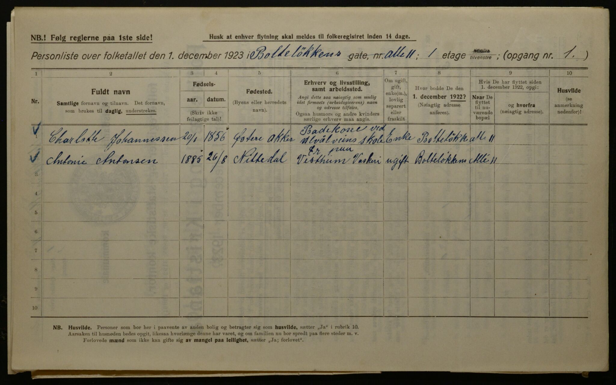 OBA, Municipal Census 1923 for Kristiania, 1923, p. 8772