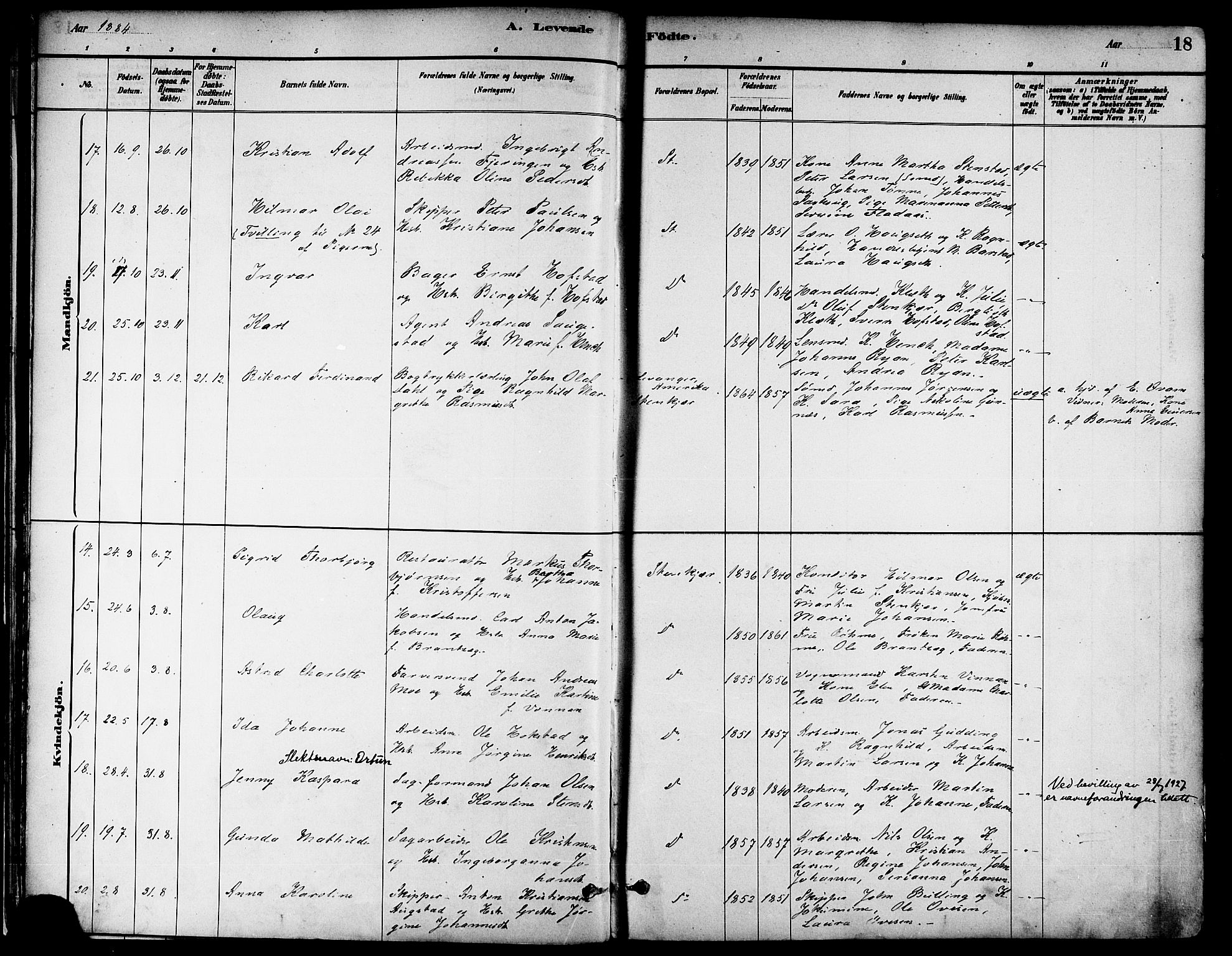 Ministerialprotokoller, klokkerbøker og fødselsregistre - Nord-Trøndelag, AV/SAT-A-1458/739/L0371: Parish register (official) no. 739A03, 1881-1895, p. 18