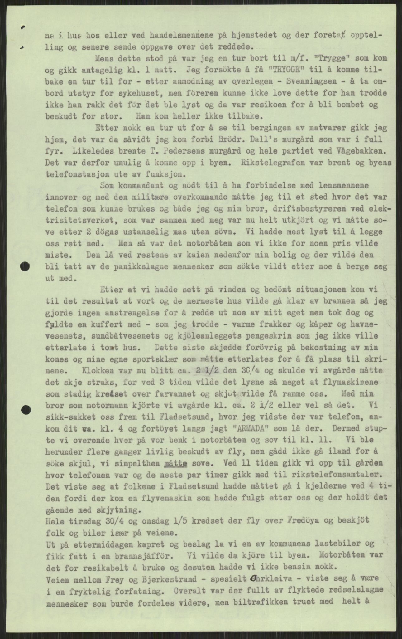 Forsvaret, Forsvarets krigshistoriske avdeling, AV/RA-RAFA-2017/Y/Ya/L0015: II-C-11-31 - Fylkesmenn.  Rapporter om krigsbegivenhetene 1940., 1940, p. 676