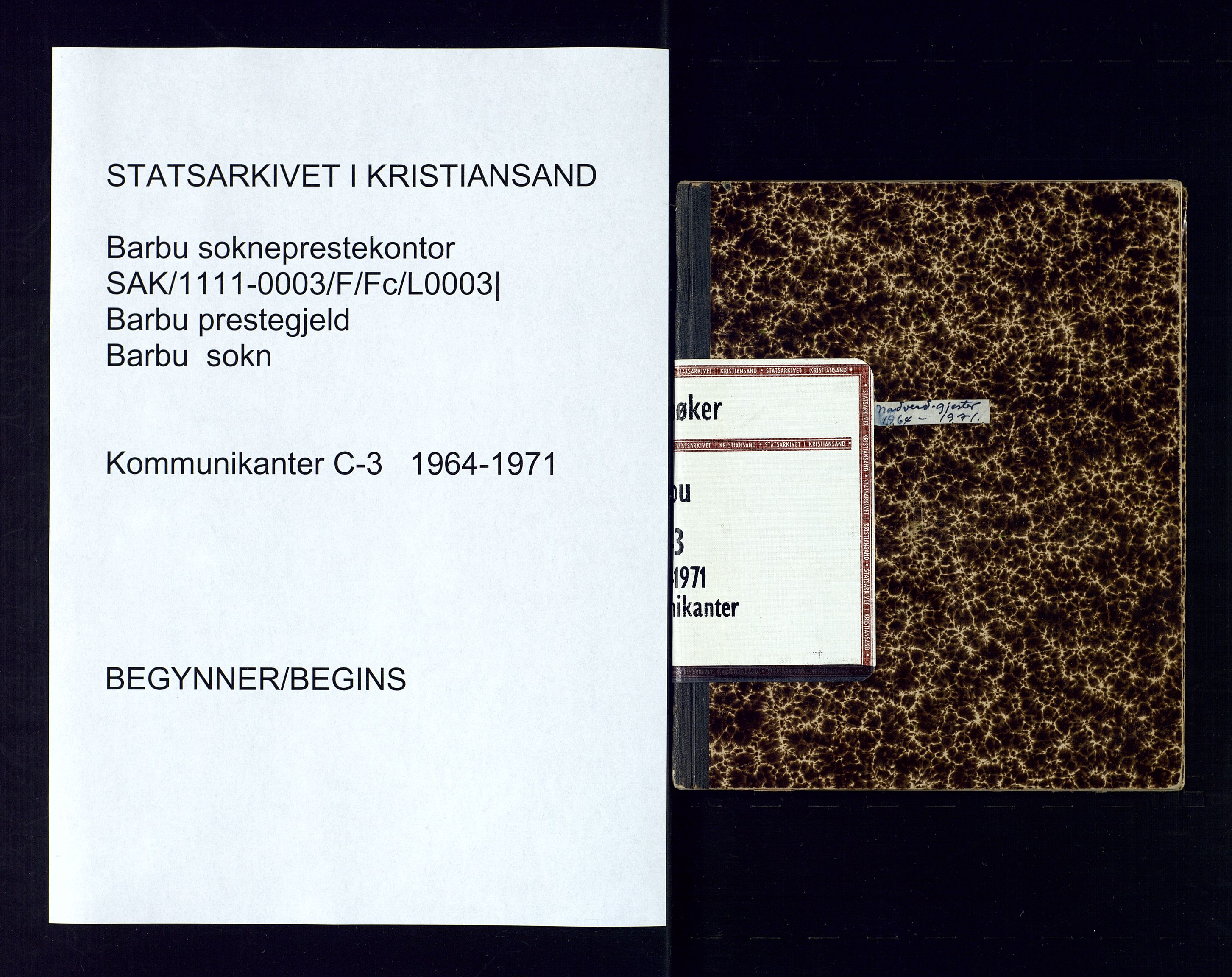 Barbu sokneprestkontor, SAK/1111-0003/F/Fc/L0003: Communicants register no. C-3, 1964-1971
