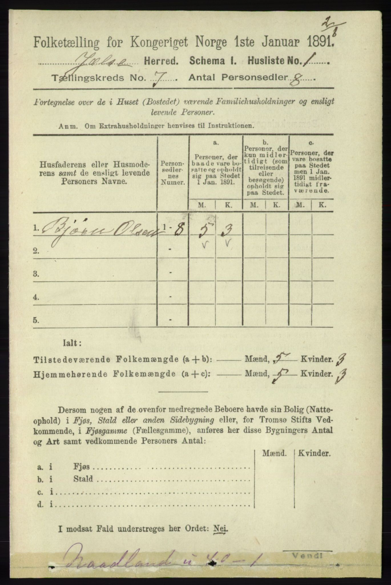RA, 1891 census for 1138 Jelsa, 1891, p. 1496