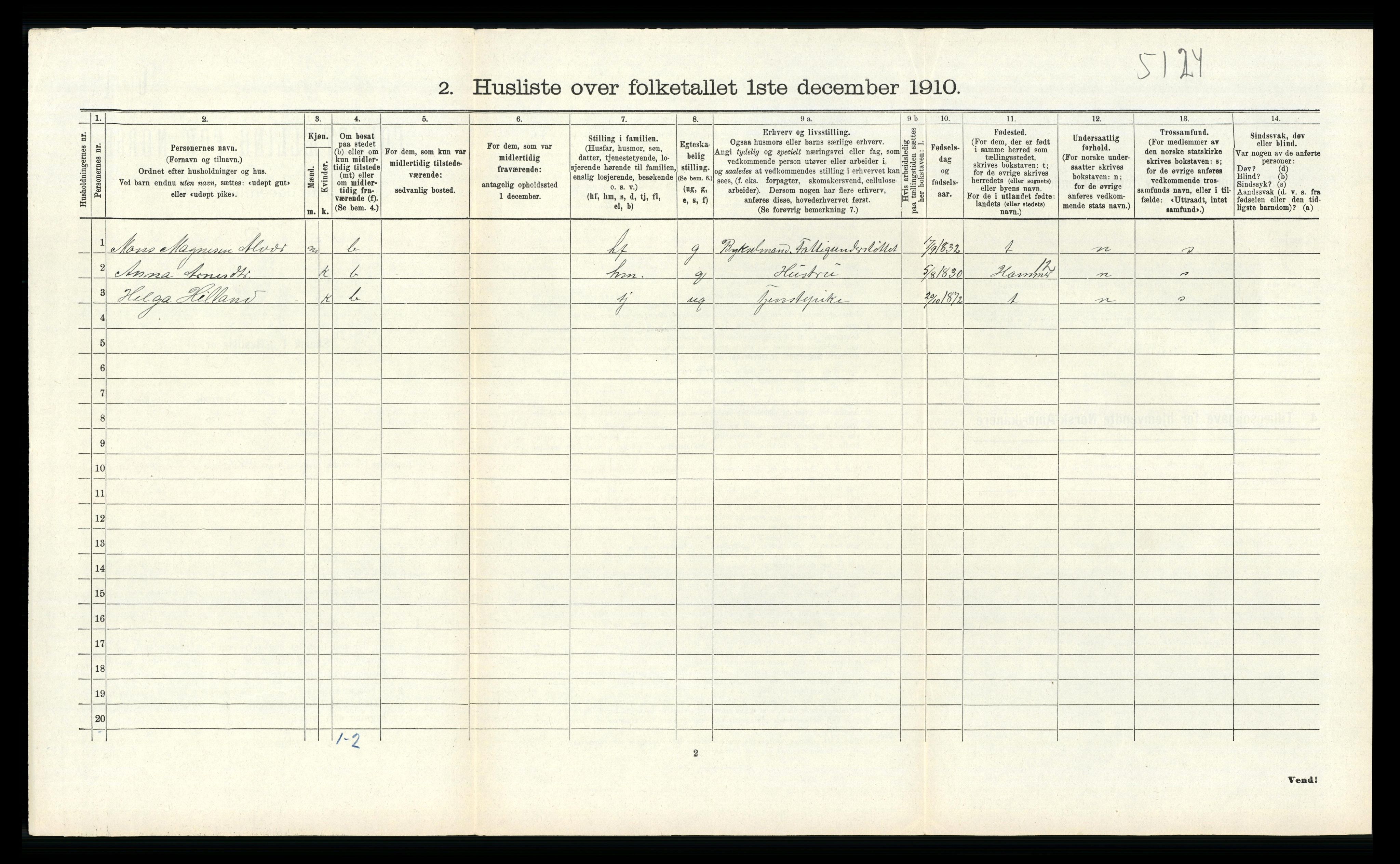 RA, 1910 census for Alversund, 1910, p. 665