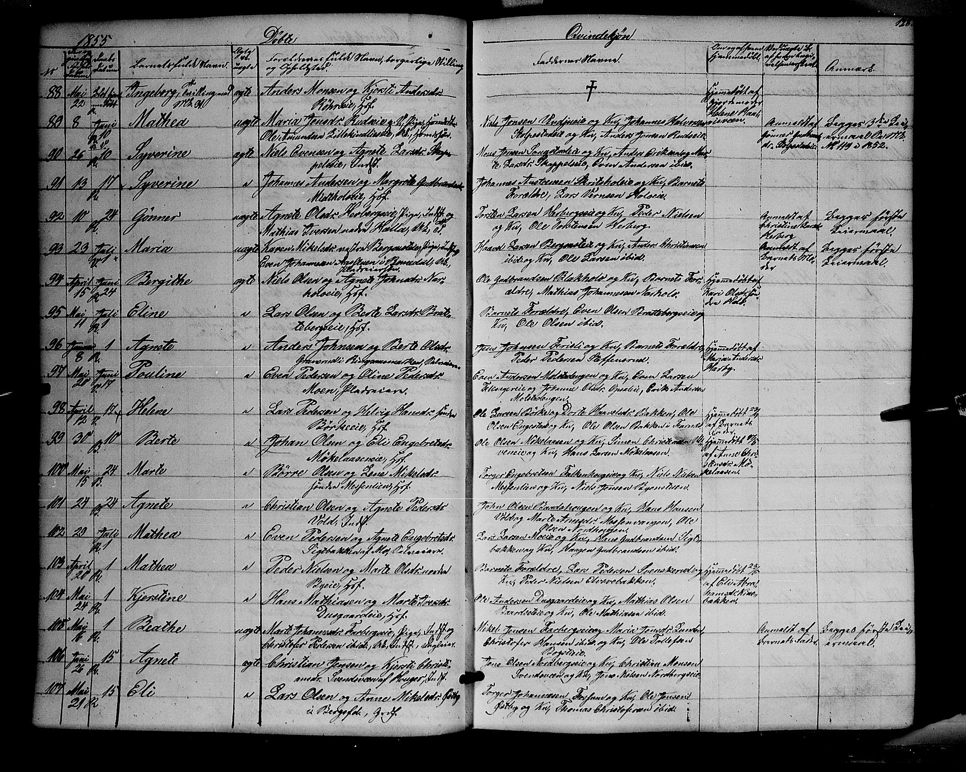 Ringsaker prestekontor, AV/SAH-PREST-014/K/Ka/L0009: Parish register (official) no. 9, 1850-1860, p. 128