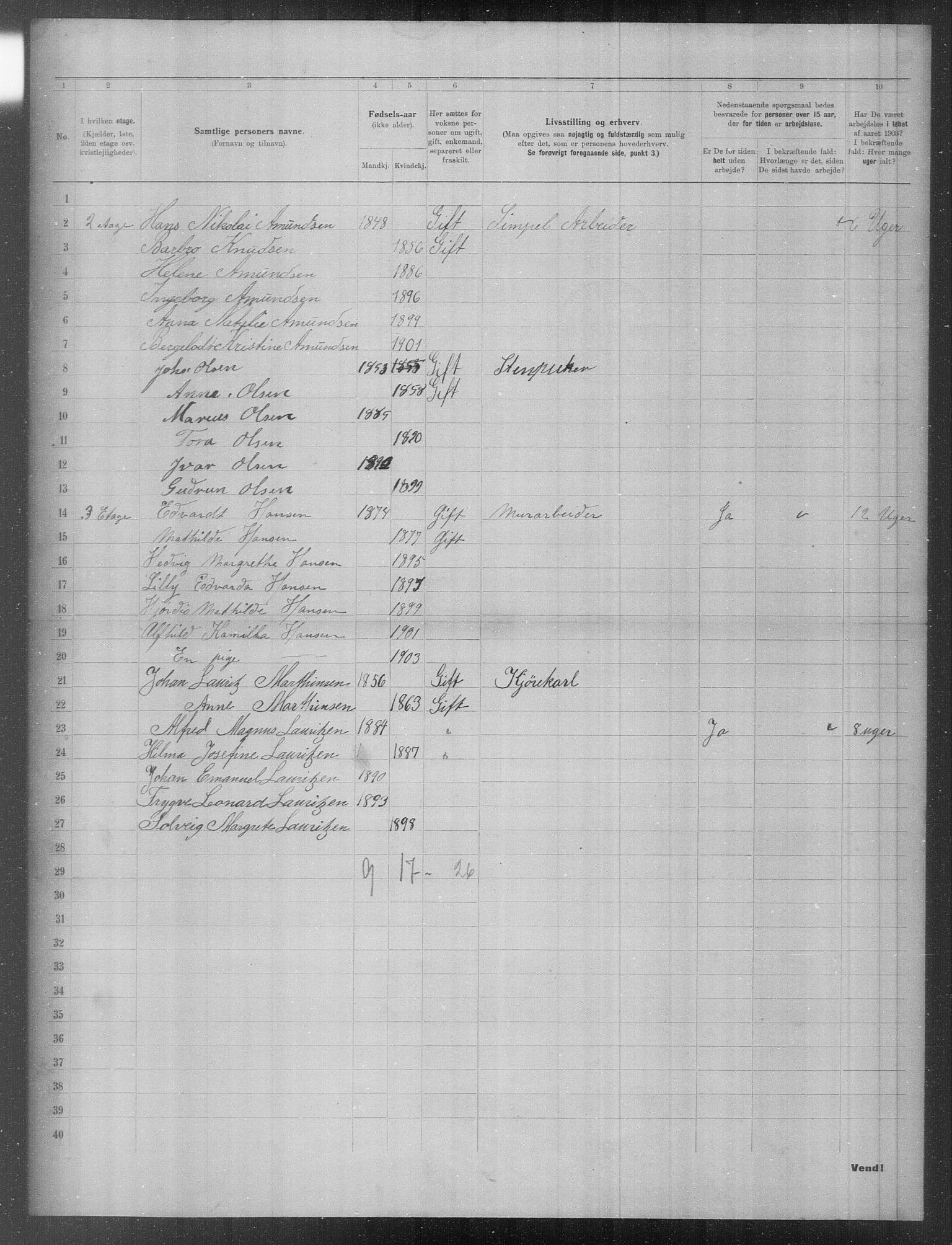 OBA, Municipal Census 1903 for Kristiania, 1903, p. 11378