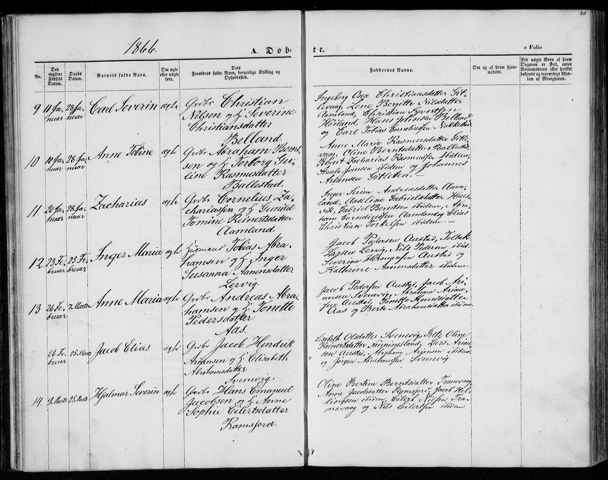 Lyngdal sokneprestkontor, AV/SAK-1111-0029/F/Fa/Faa/L0002: Parish register (official) no. A 2, 1858-1870, p. 40