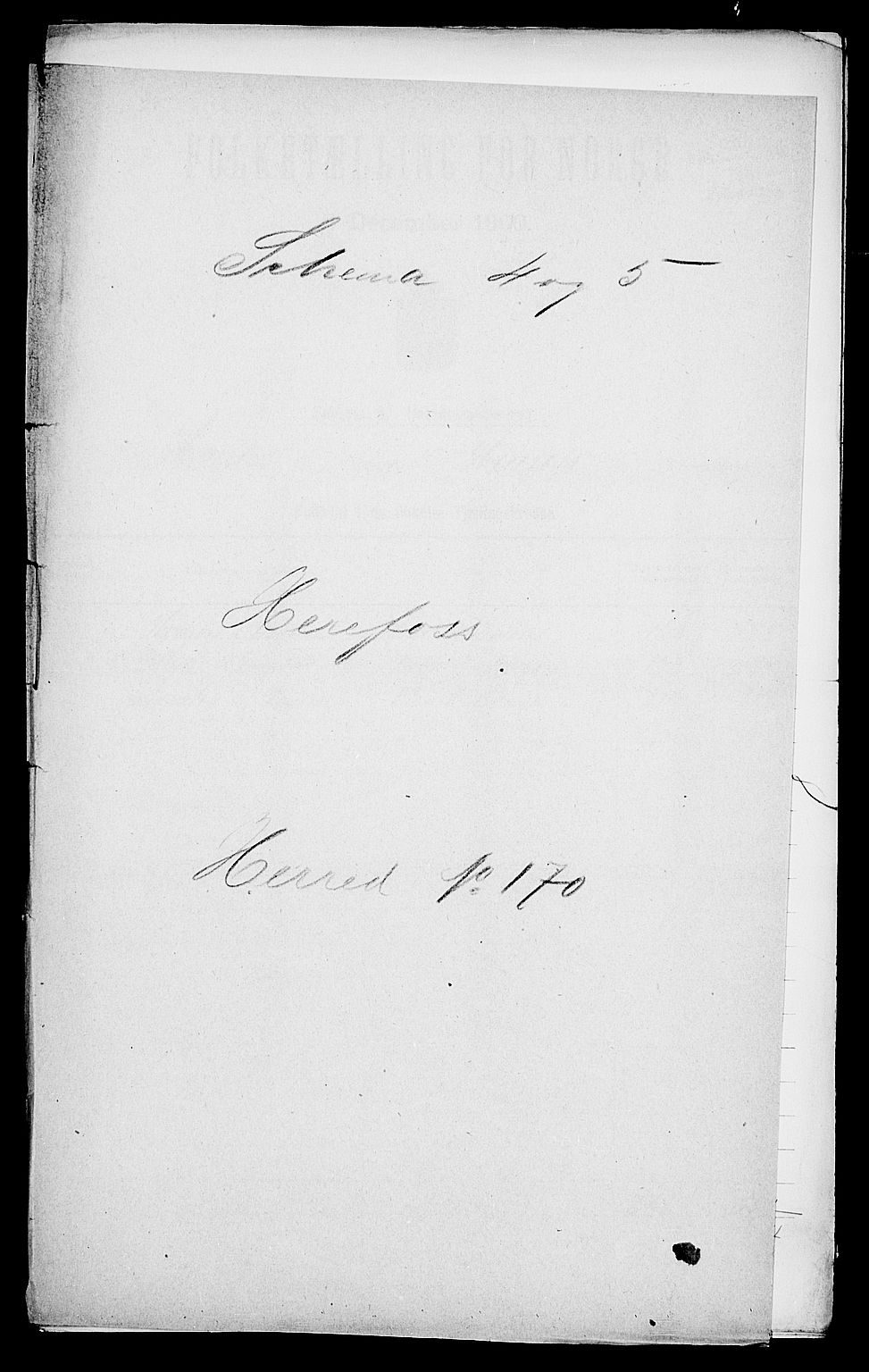 SAK, 1900 census for Herefoss, 1900, p. 1