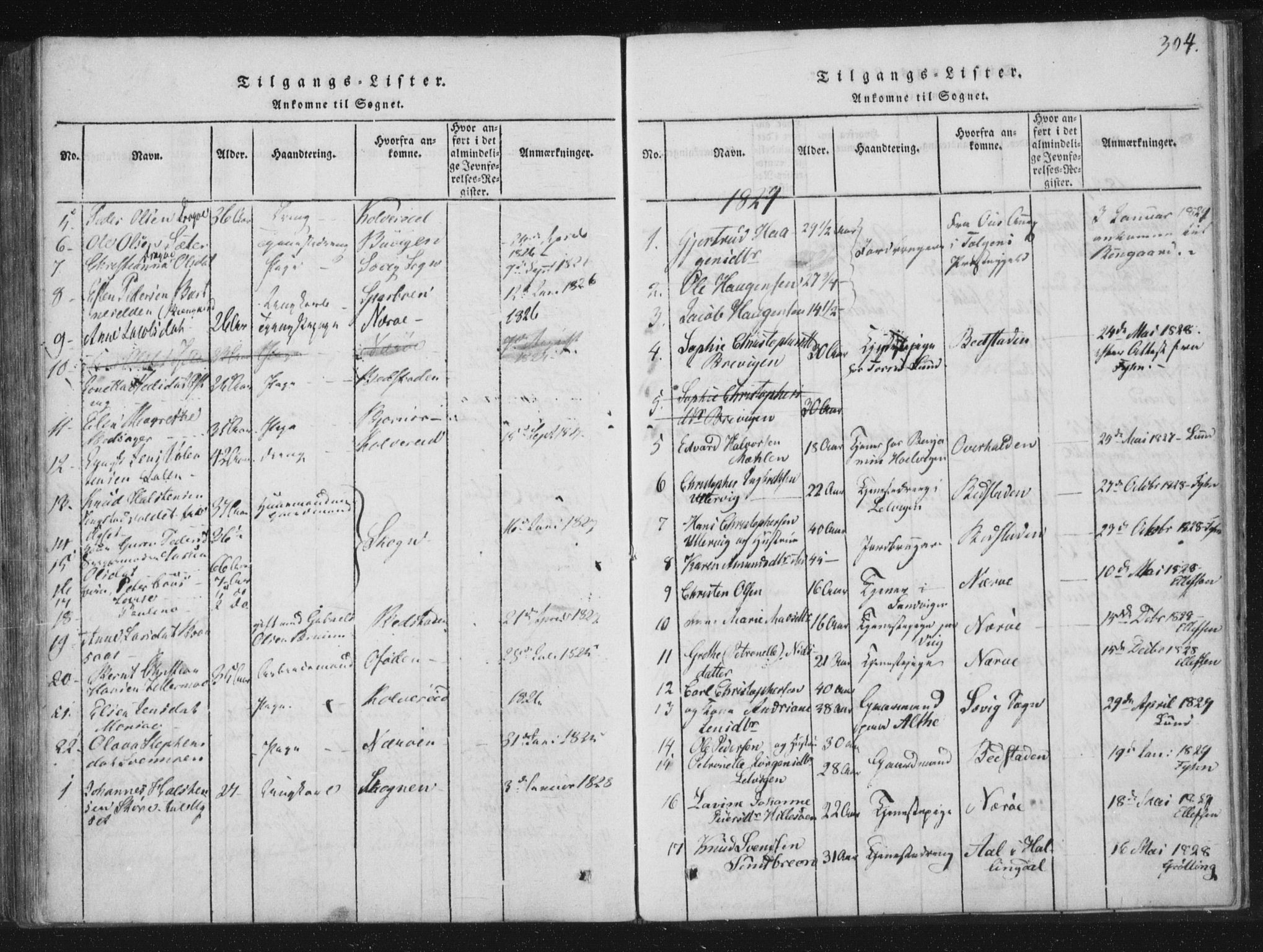 Ministerialprotokoller, klokkerbøker og fødselsregistre - Nord-Trøndelag, SAT/A-1458/773/L0609: Parish register (official) no. 773A03 /1, 1815-1830, p. 304