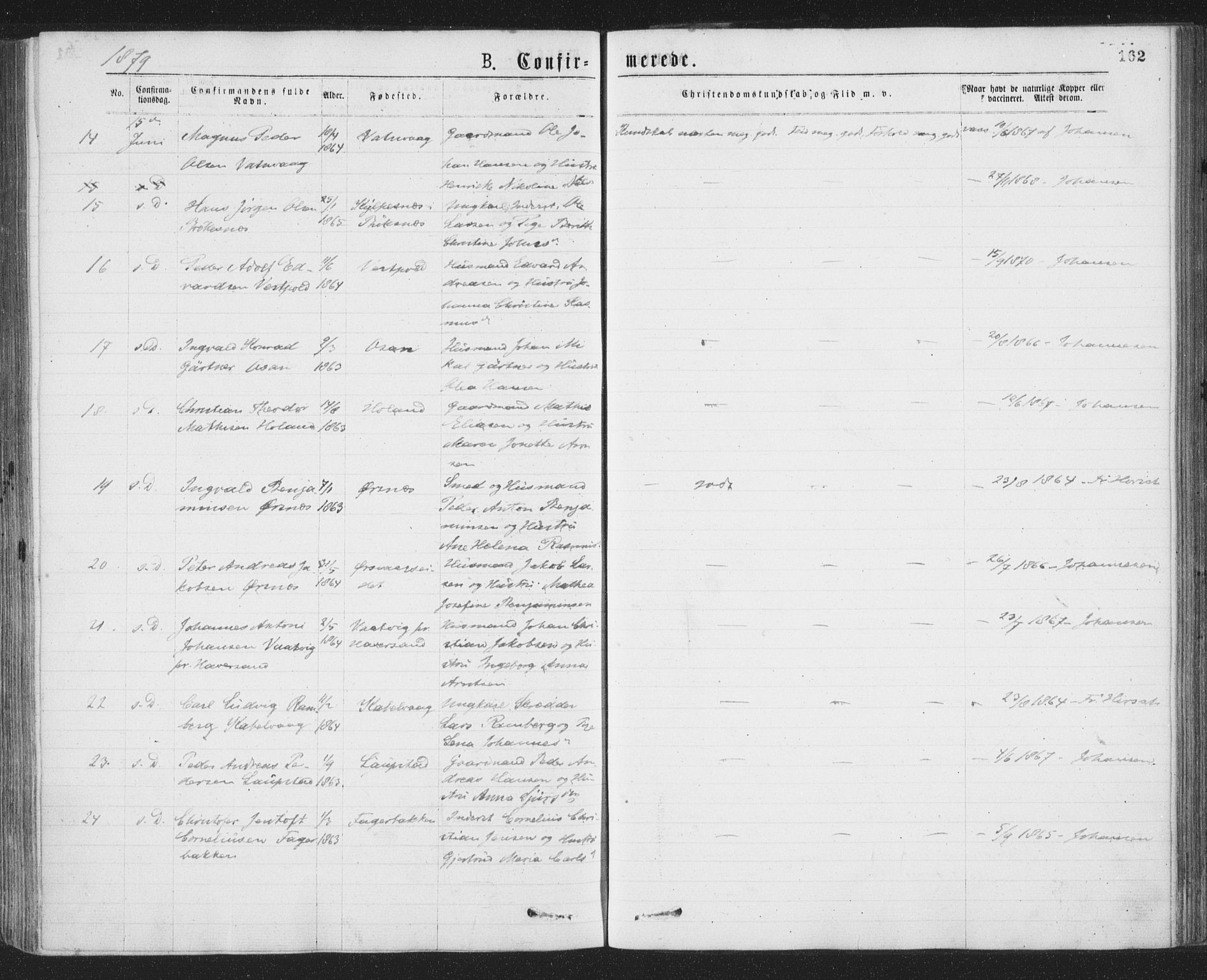 Ministerialprotokoller, klokkerbøker og fødselsregistre - Nordland, AV/SAT-A-1459/874/L1058: Parish register (official) no. 874A02, 1878-1883, p. 162
