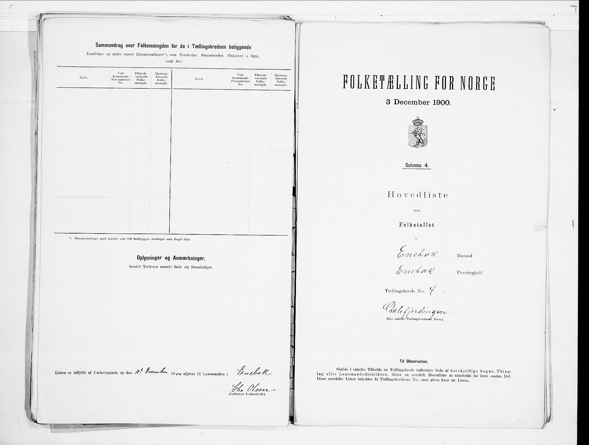 SAO, 1900 census for Enebakk, 1900, p. 14