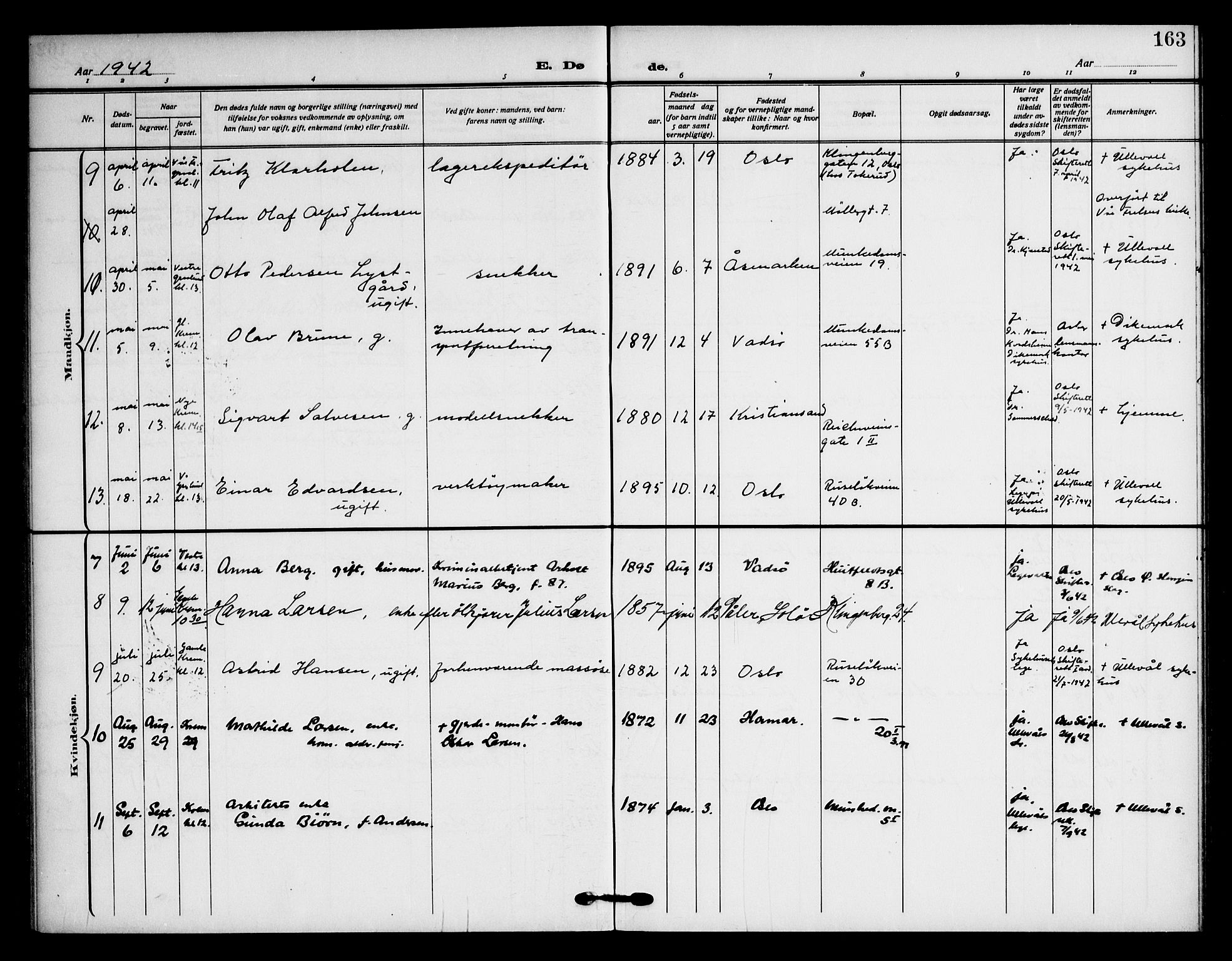 Piperviken prestekontor Kirkebøker, SAO/A-10874/F/L0005: Parish register (official) no. 5, 1911-1949, p. 163