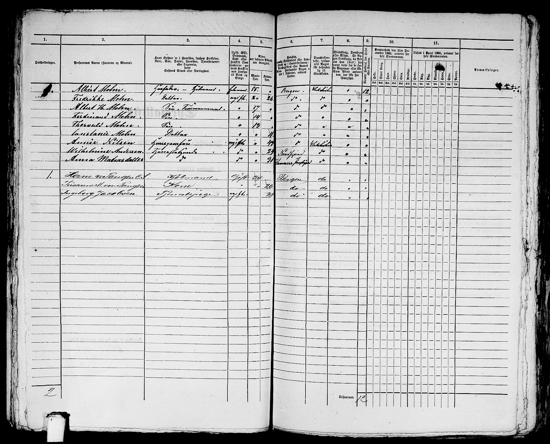 RA, 1865 census for Bergen, 1865, p. 4884