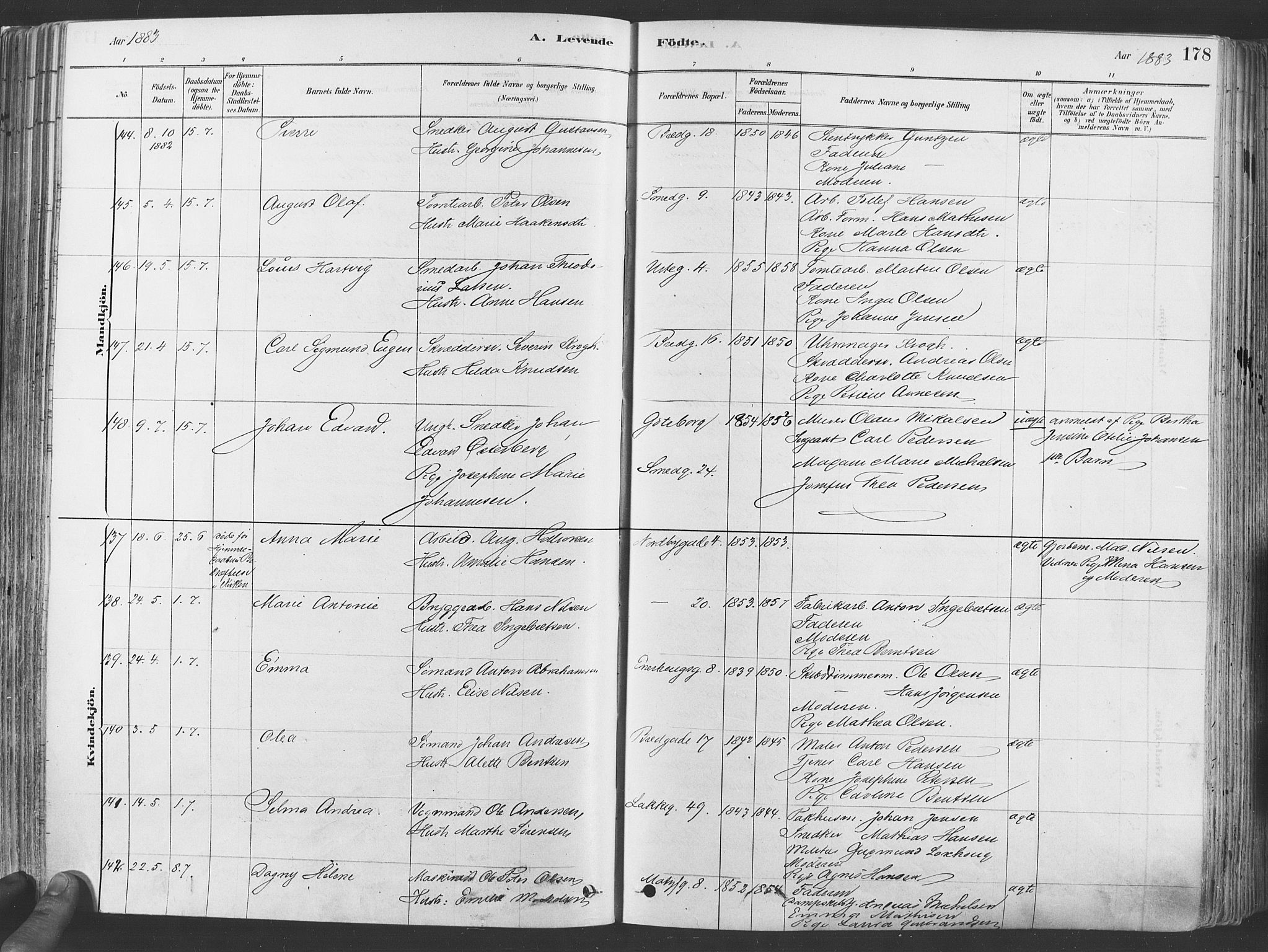 Grønland prestekontor Kirkebøker, SAO/A-10848/F/Fa/L0007: Parish register (official) no. 7, 1878-1888, p. 178