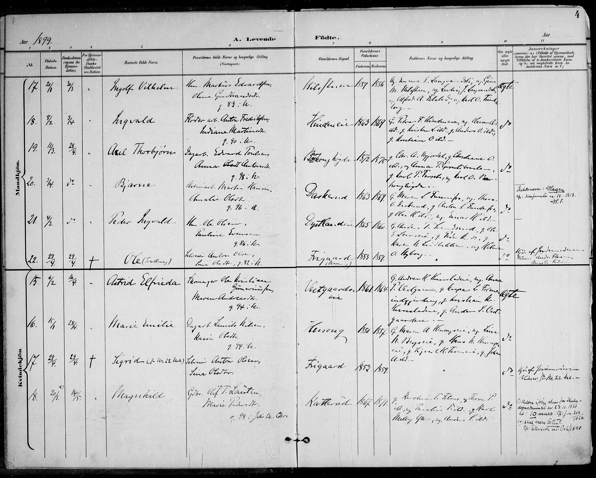 Nes prestekontor Kirkebøker, SAO/A-10410/F/Fa/L0011: Parish register (official) no. I 11, 1899-1918, p. 4