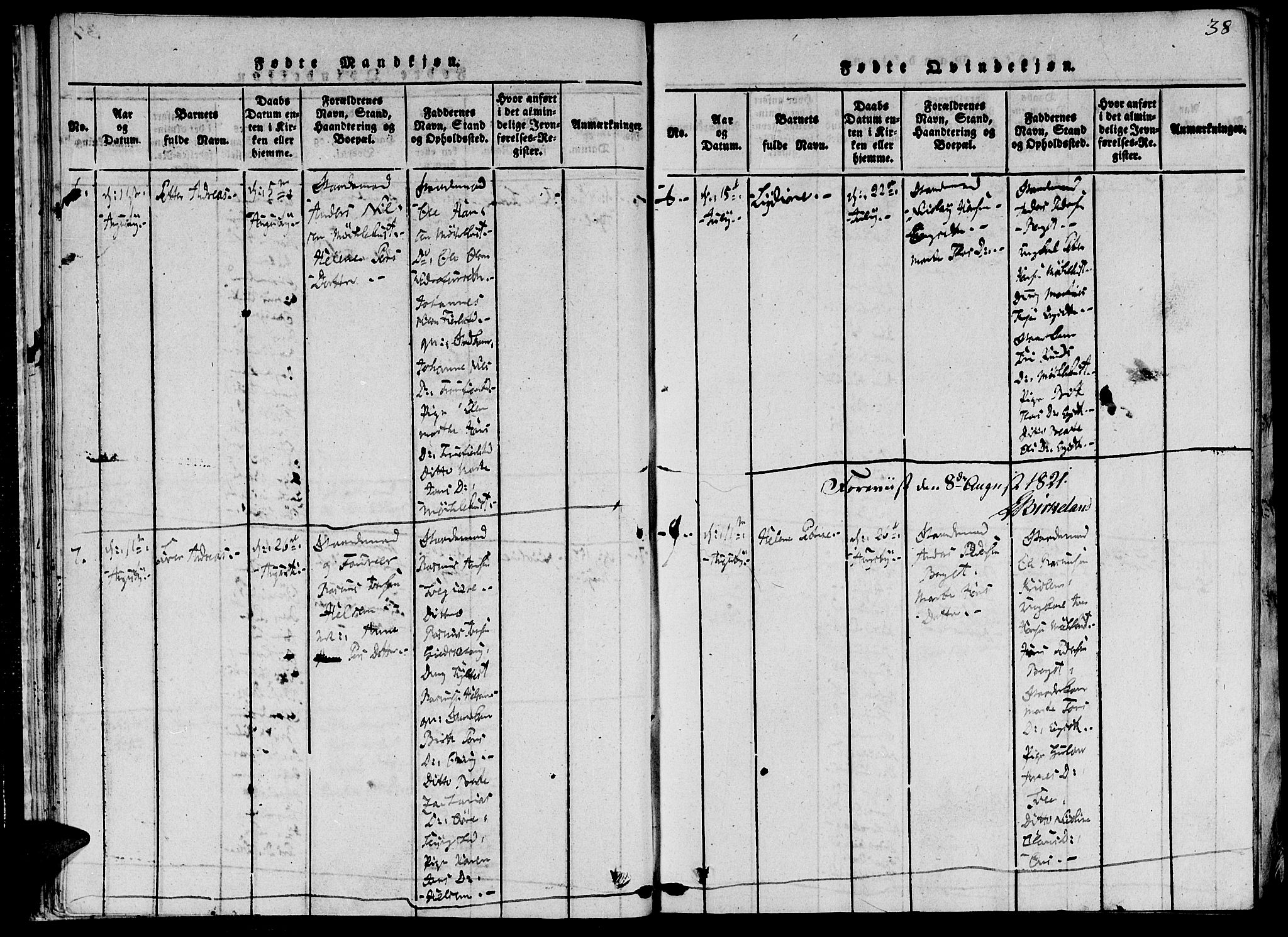 Ministerialprotokoller, klokkerbøker og fødselsregistre - Møre og Romsdal, AV/SAT-A-1454/520/L0273: Parish register (official) no. 520A03, 1817-1826, p. 38