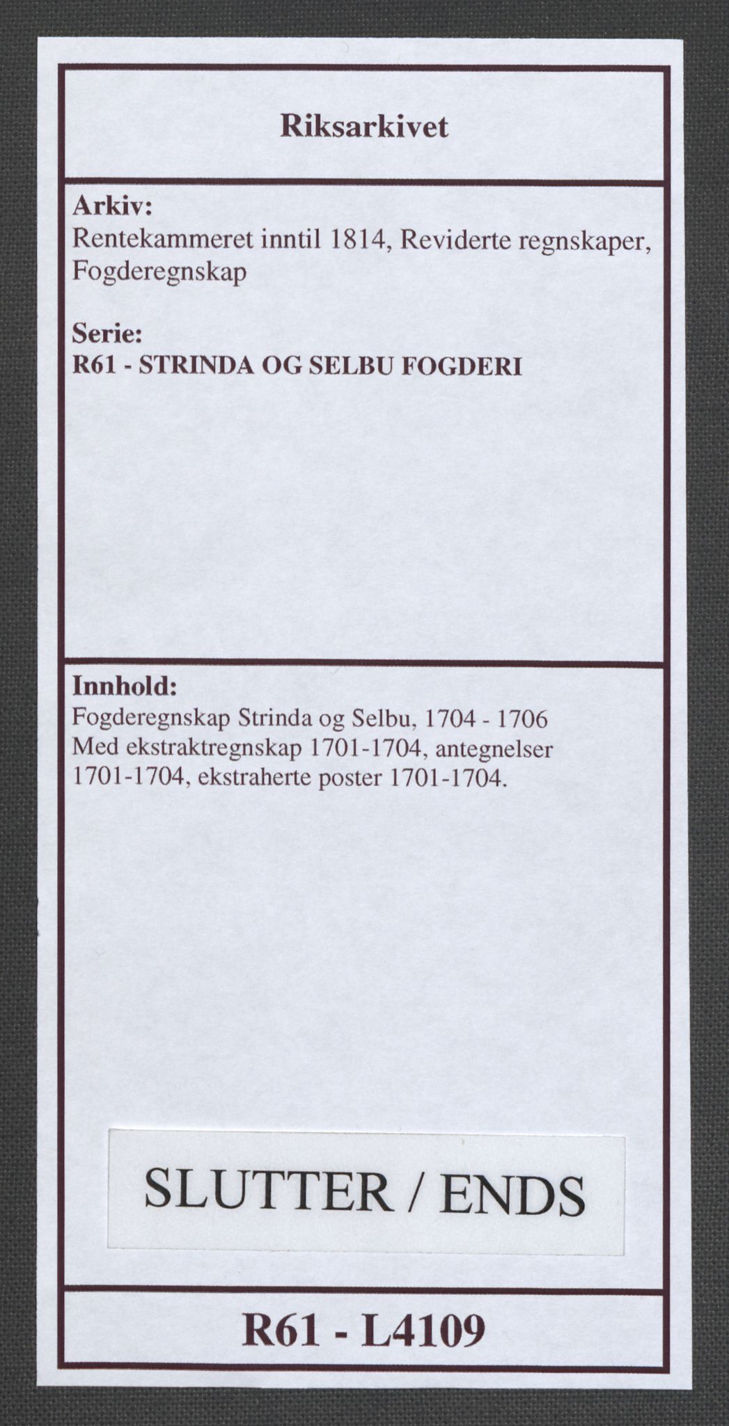 Rentekammeret inntil 1814, Reviderte regnskaper, Fogderegnskap, AV/RA-EA-4092/R61/L4109: Fogderegnskap Strinda og Selbu, 1704-1706, p. 663