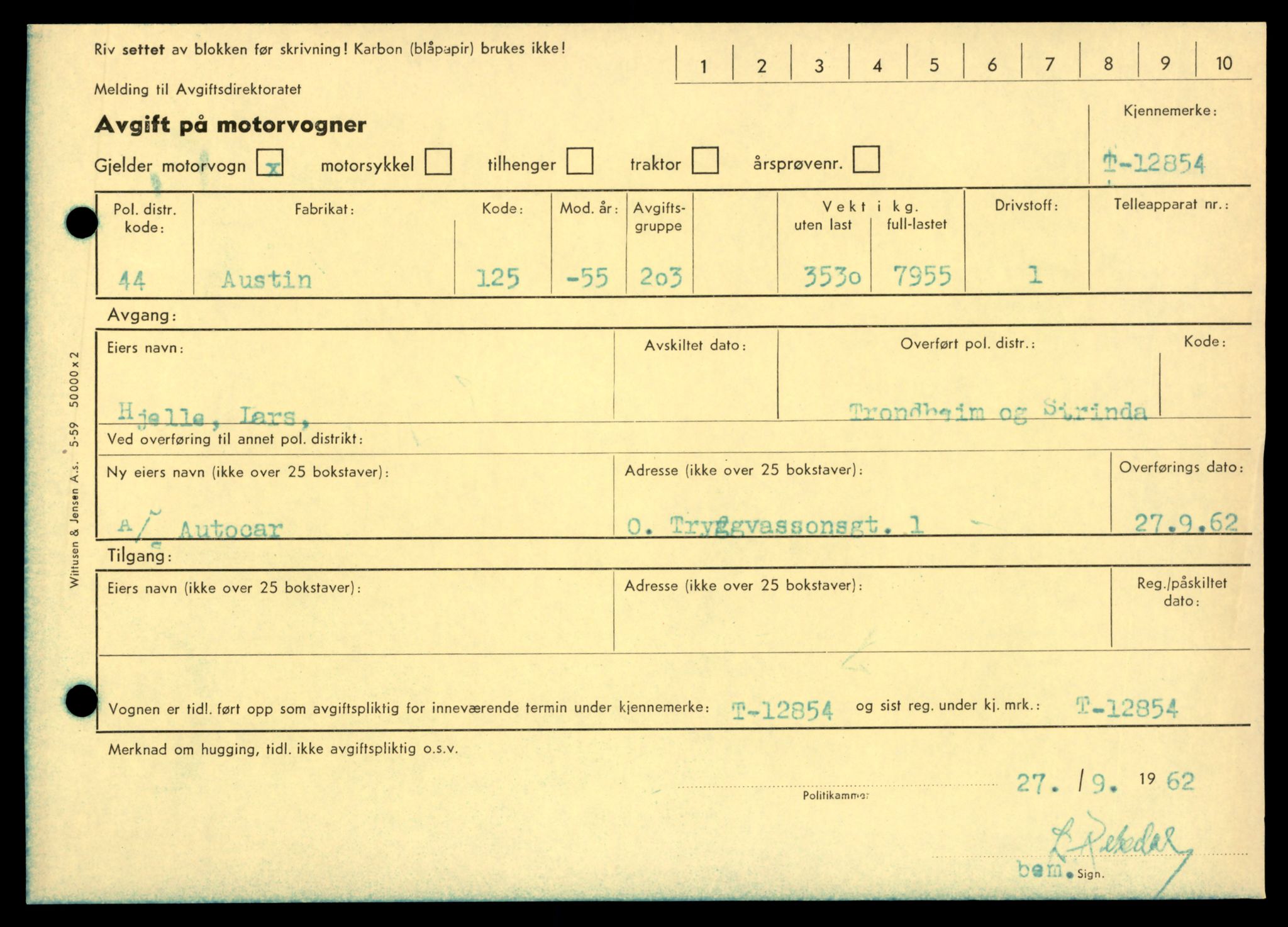 Møre og Romsdal vegkontor - Ålesund trafikkstasjon, AV/SAT-A-4099/F/Fe/L0036: Registreringskort for kjøretøy T 12831 - T 13030, 1927-1998, p. 471