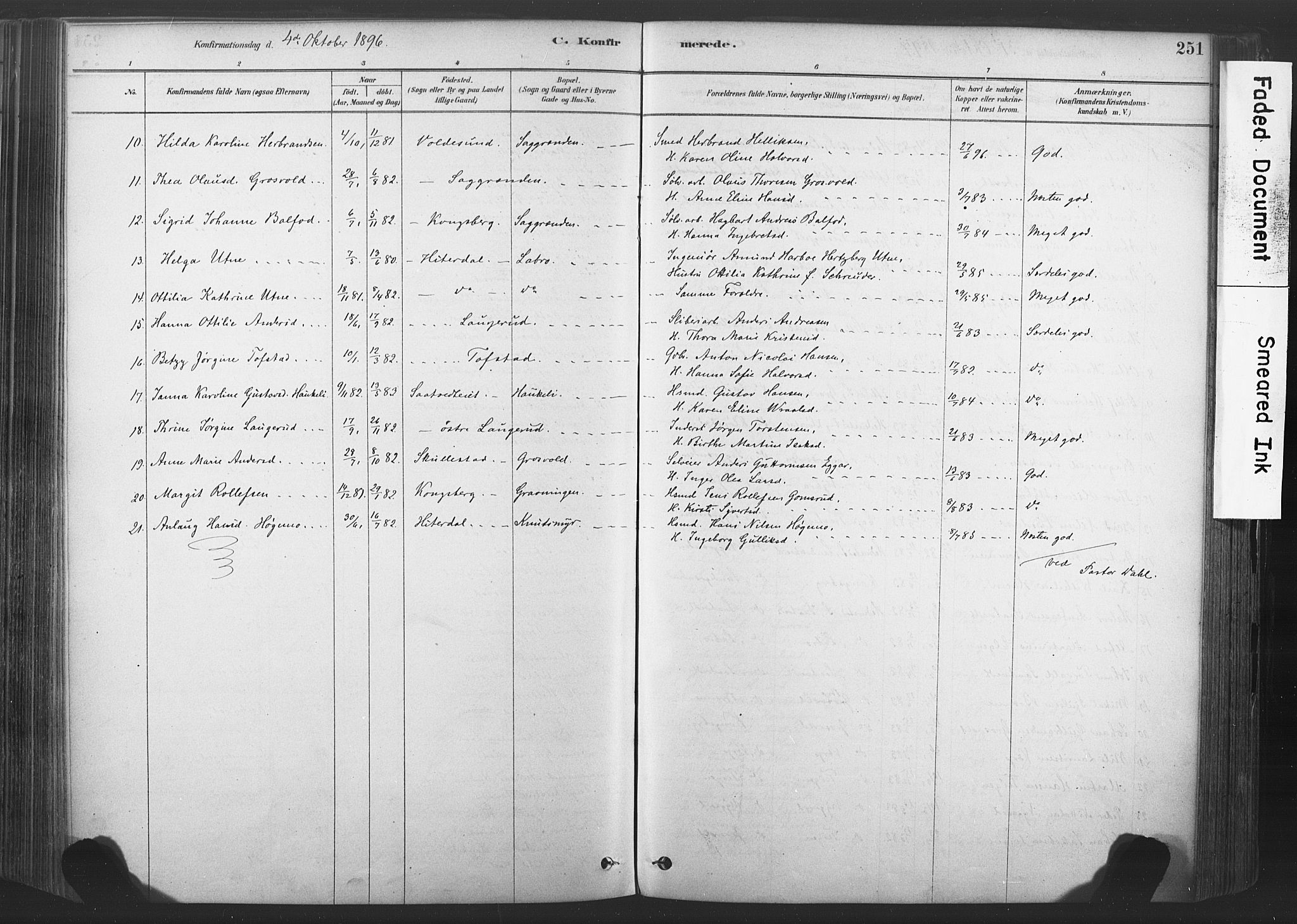 Sandsvær kirkebøker, SAKO/A-244/F/Fd/L0001: Parish register (official) no. IV 1, 1878-1906, p. 251