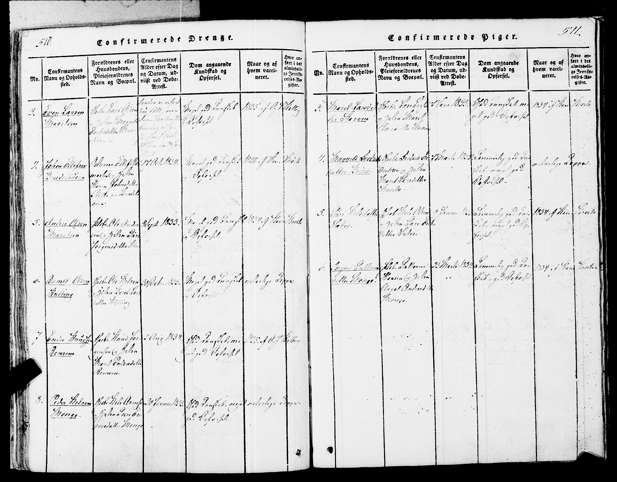 Ministerialprotokoller, klokkerbøker og fødselsregistre - Møre og Romsdal, AV/SAT-A-1454/546/L0593: Parish register (official) no. 546A01, 1818-1853, p. 510-511