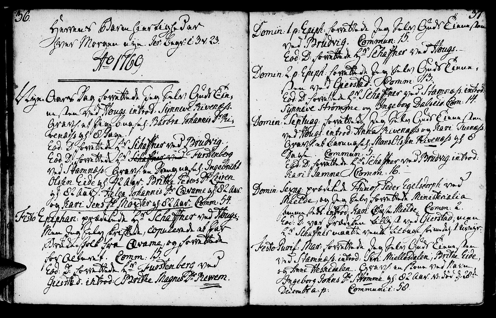 Haus sokneprestembete, AV/SAB-A-75601/H/Haa: Parish register (official) no. A 9, 1767-1781, p. 36-37