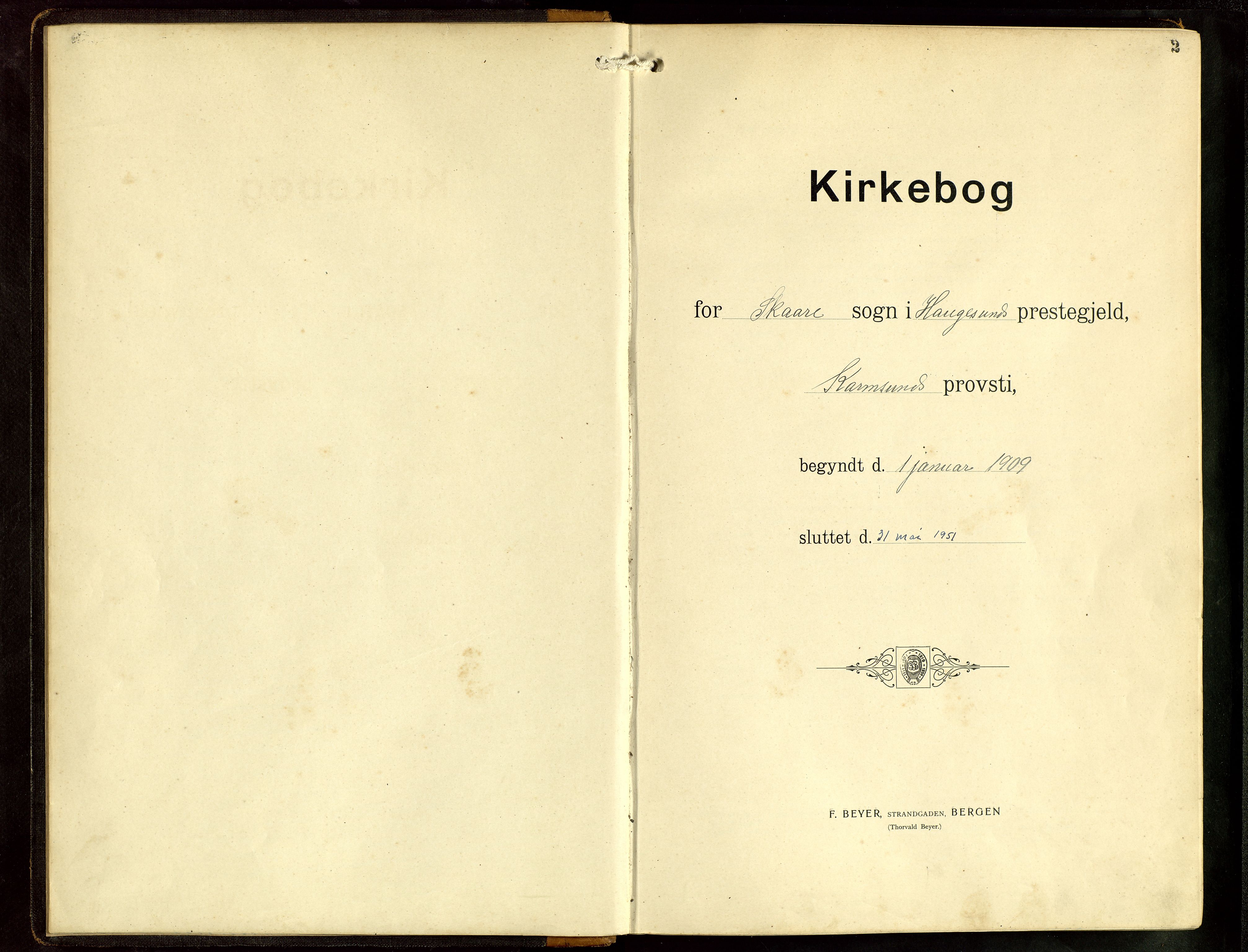 Haugesund sokneprestkontor, AV/SAST-A -101863/H/Ha/Hab/L0006: Parish register (copy) no. B 9, 1909-1951, p. 2