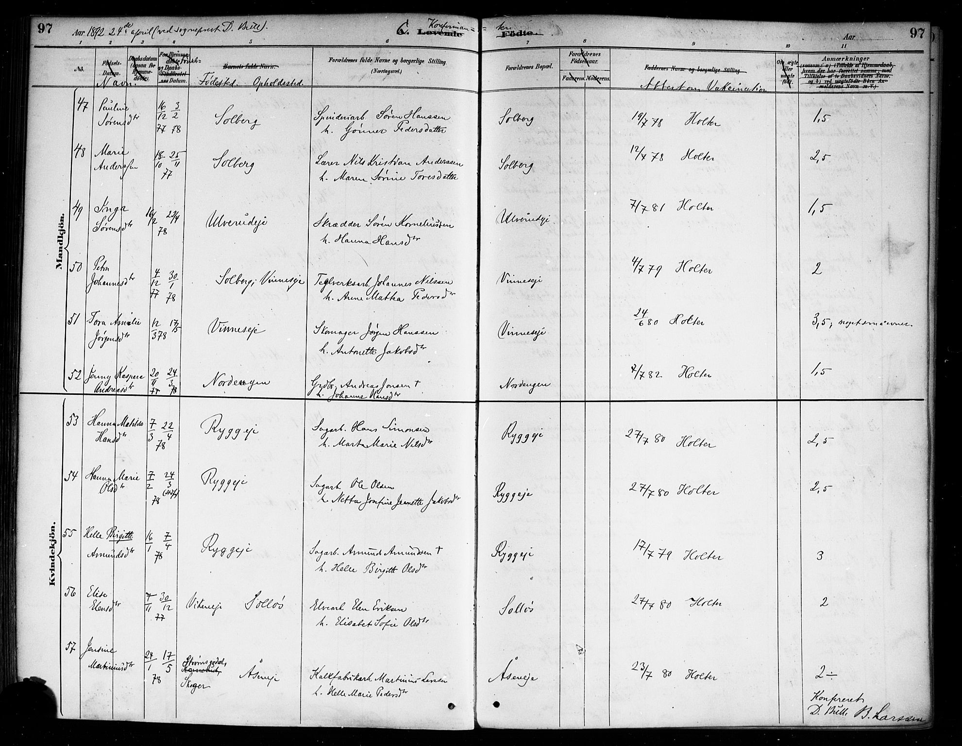 Nedre Eiker kirkebøker, AV/SAKO-A-612/F/Fa/L0003: Parish register (official) no. 3, 1885-1892, p. 97