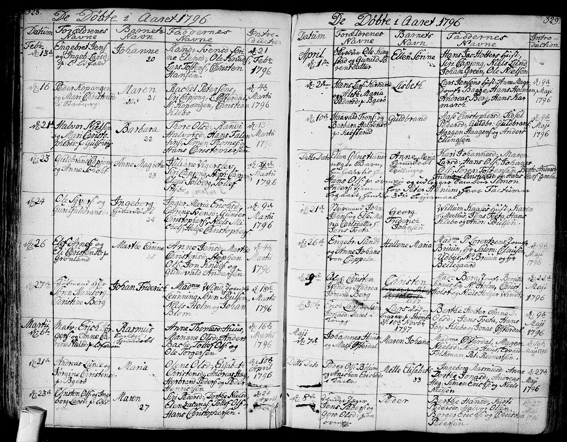 Bragernes kirkebøker, AV/SAKO-A-6/F/Fa/L0006a: Parish register (official) no. I 6, 1782-1814, p. 328-329