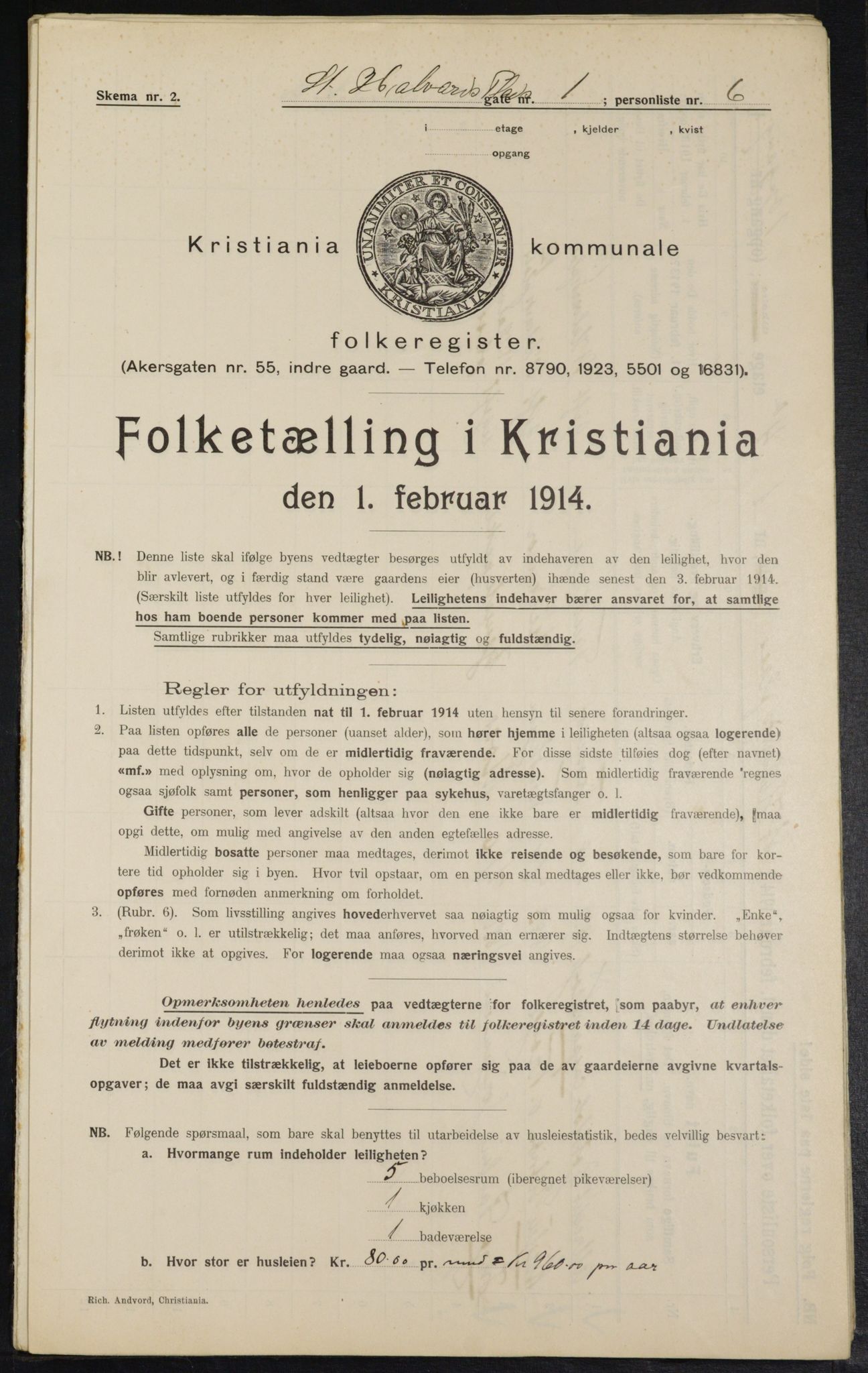 OBA, Municipal Census 1914 for Kristiania, 1914, p. 87748