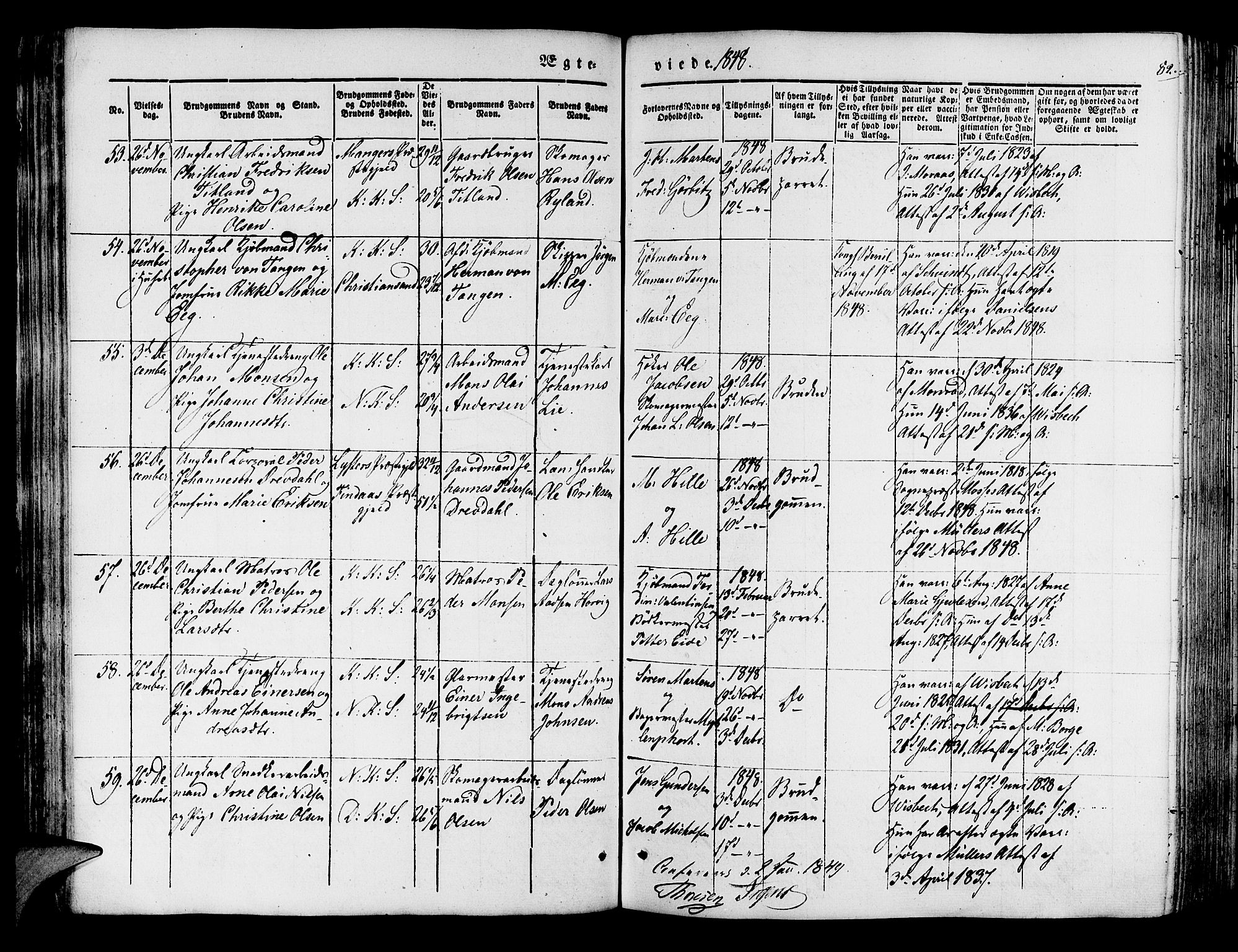 Korskirken sokneprestembete, AV/SAB-A-76101/H/Hab: Parish register (copy) no. D 1, 1840-1867, p. 82