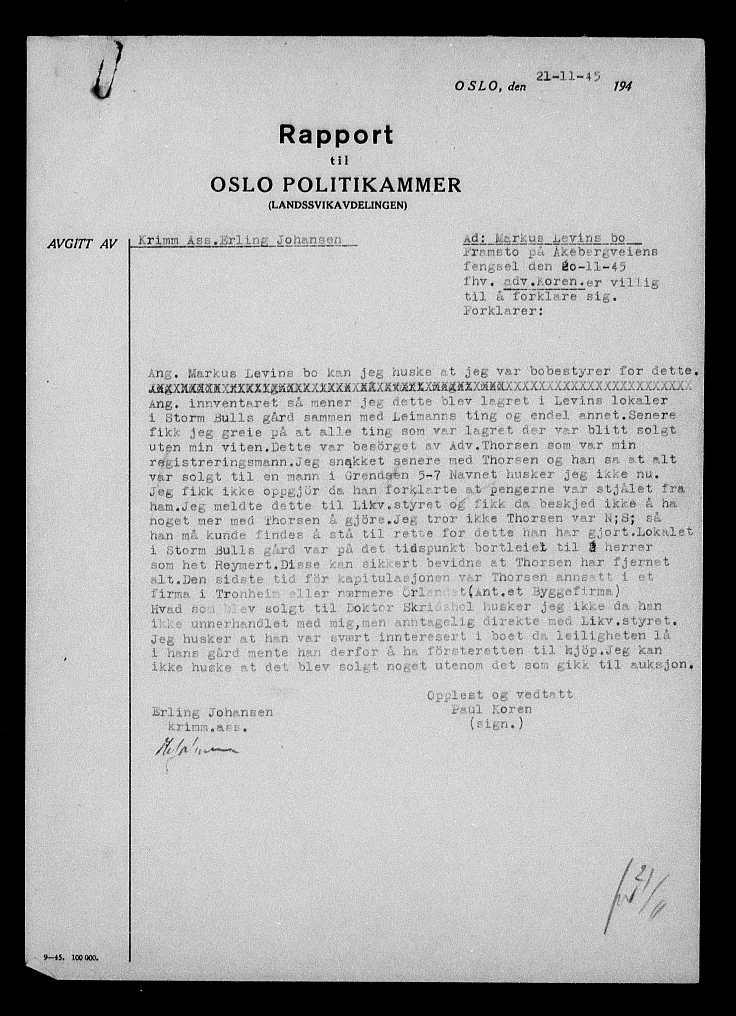 Justisdepartementet, Tilbakeføringskontoret for inndratte formuer, AV/RA-S-1564/H/Hc/Hcc/L0957: --, 1945-1947, p. 413