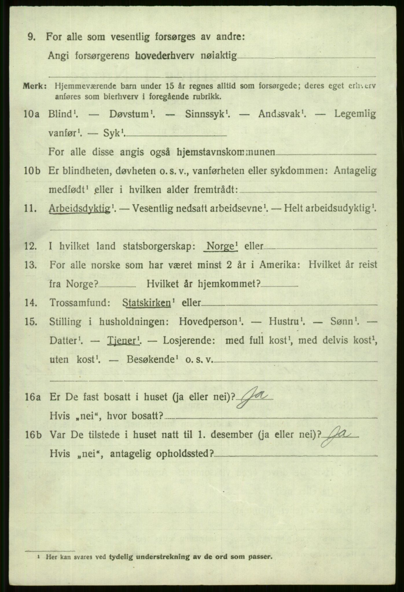 SAB, 1920 census for Voss, 1920, p. 14734