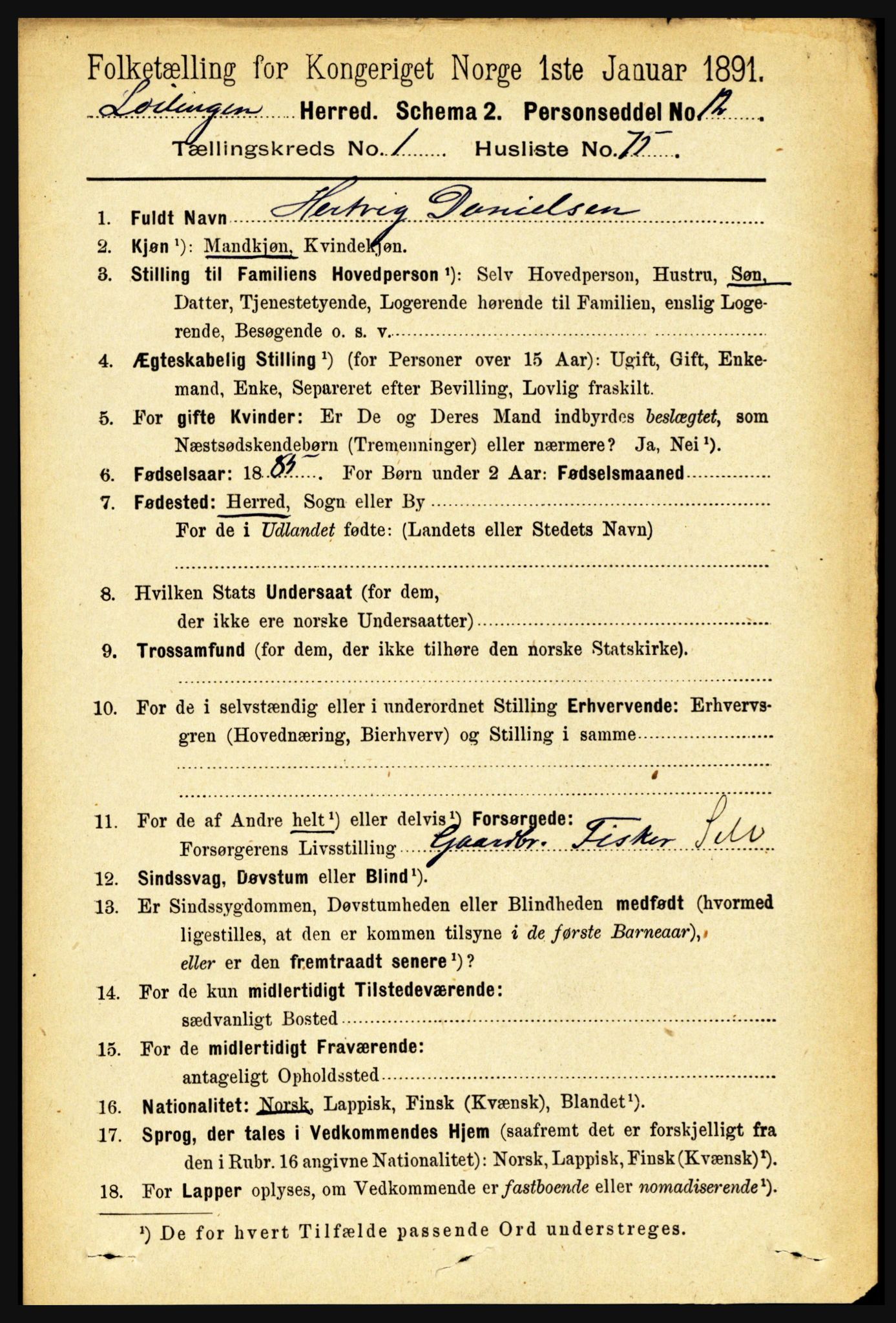 RA, 1891 census for 1851 Lødingen, 1891, p. 628