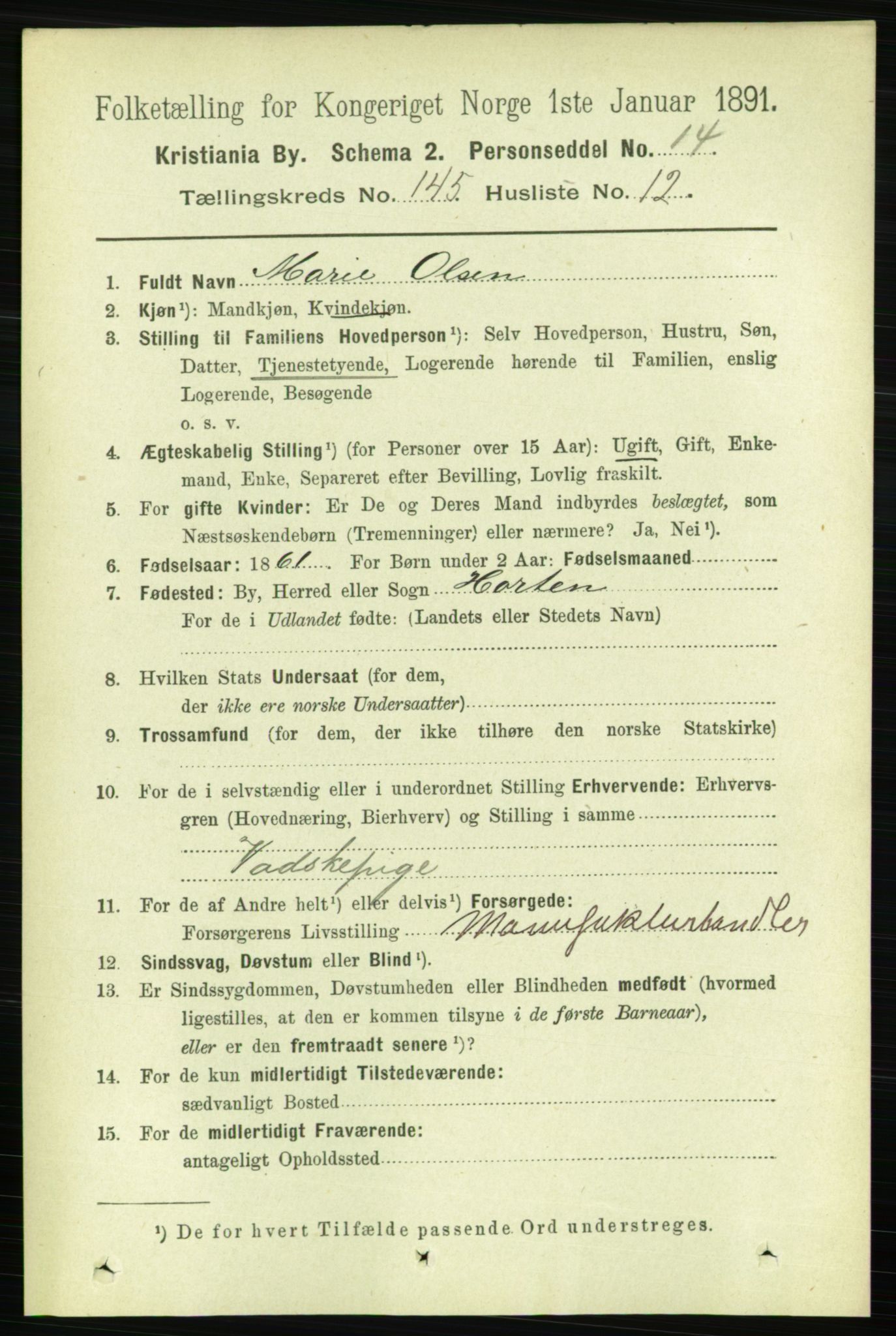 RA, 1891 census for 0301 Kristiania, 1891, p. 79848